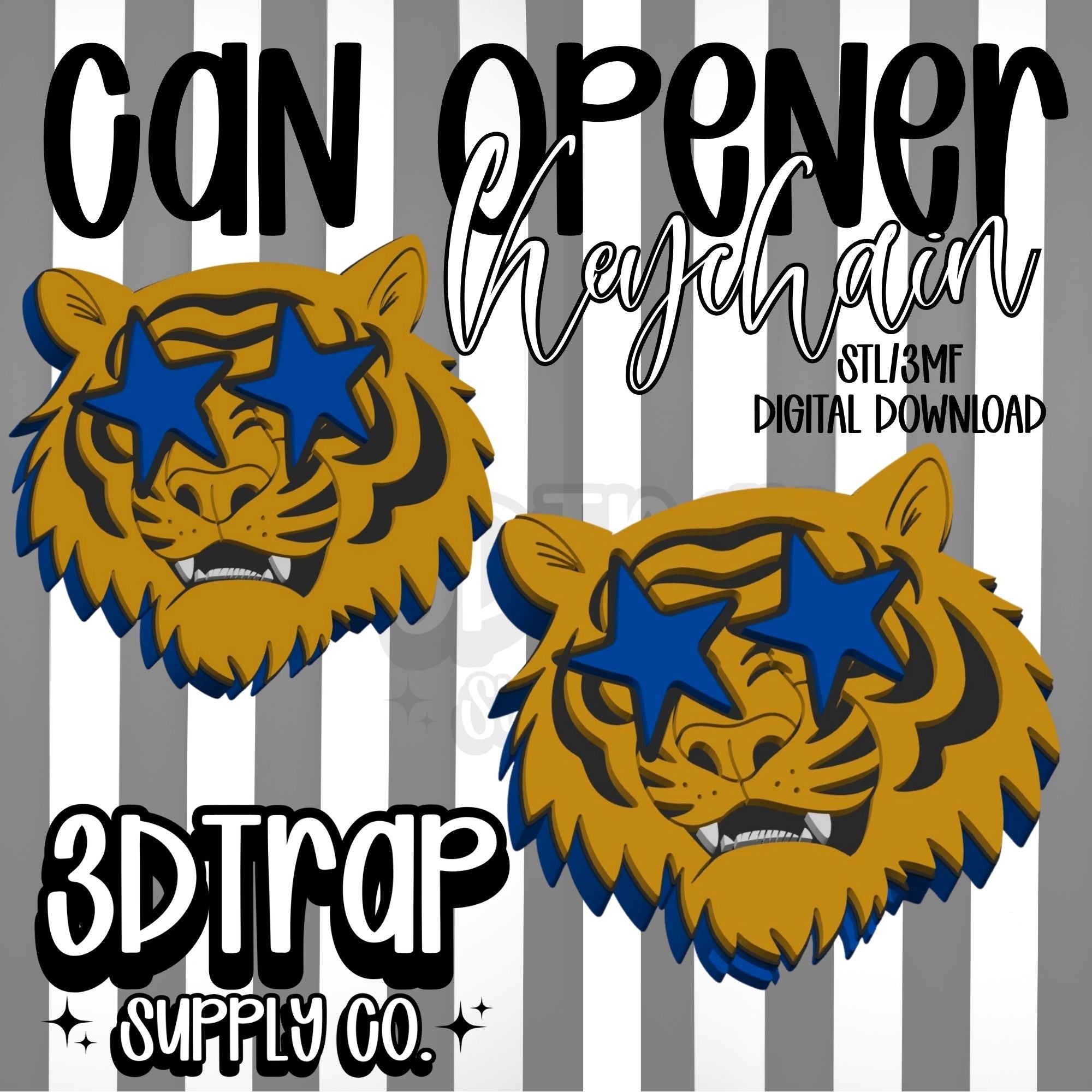 Tiger Can Opener Keychain STL/3MF