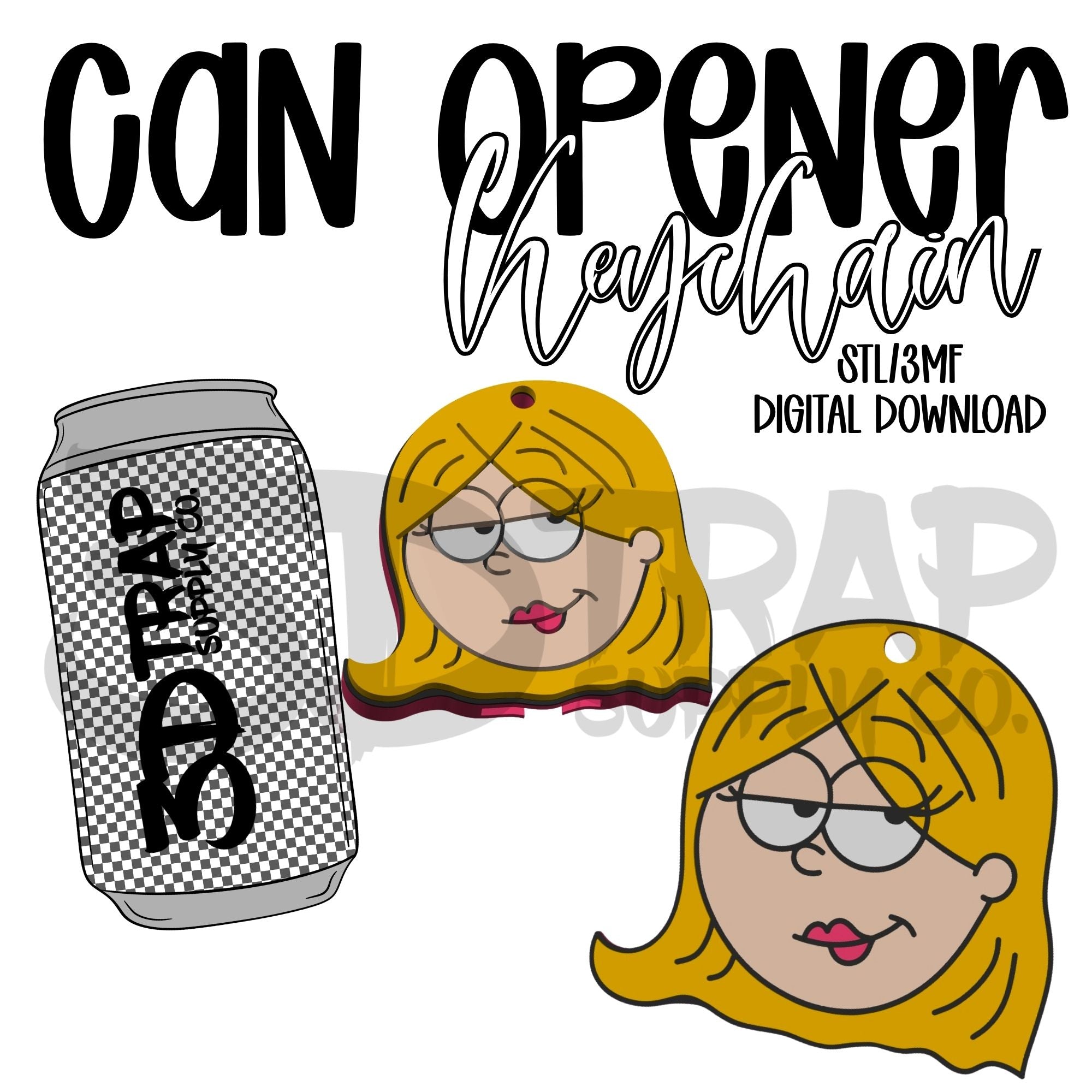 Girl Can Opener Keychain STL/3MF