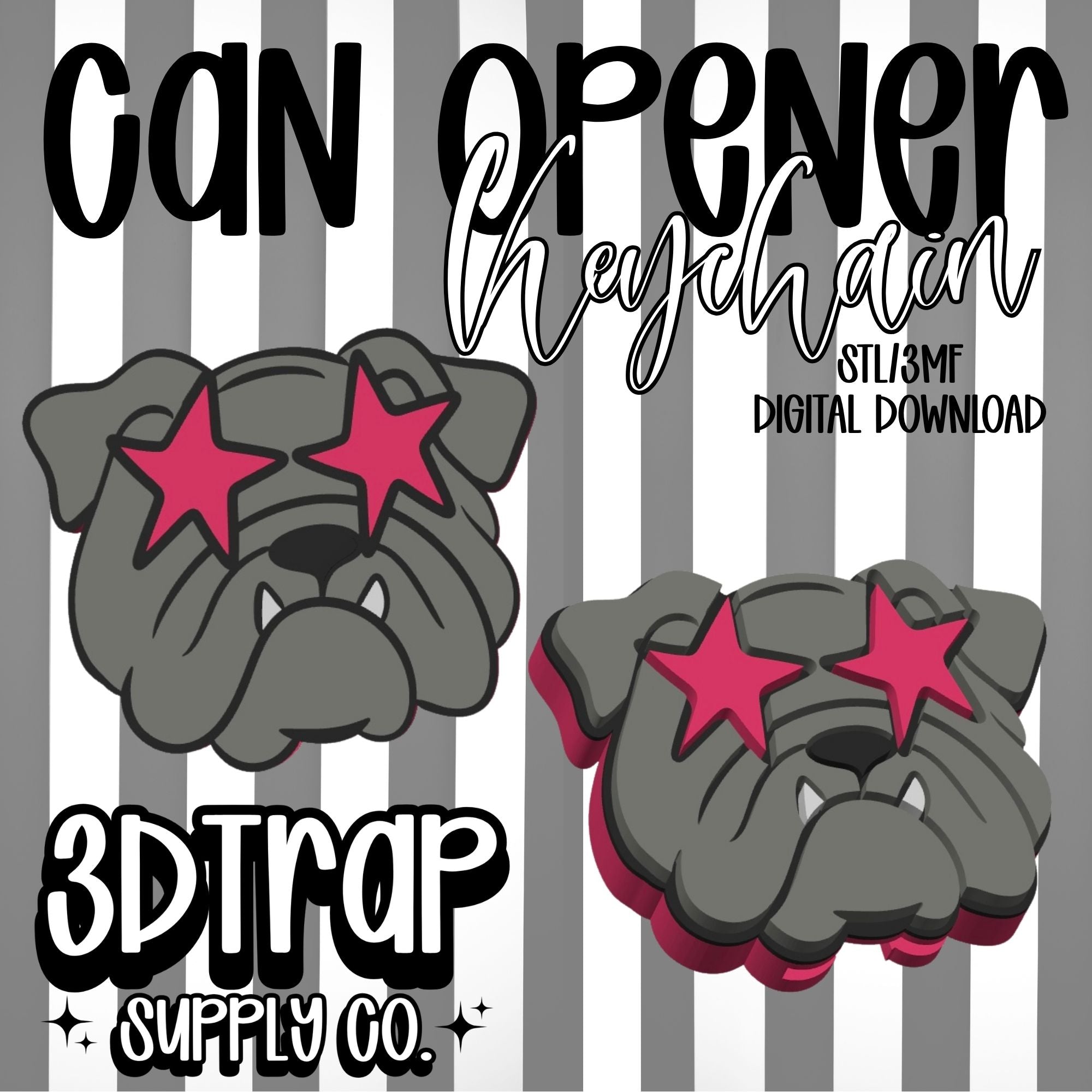 Bulldog Can Opener Keychain STL/3MF