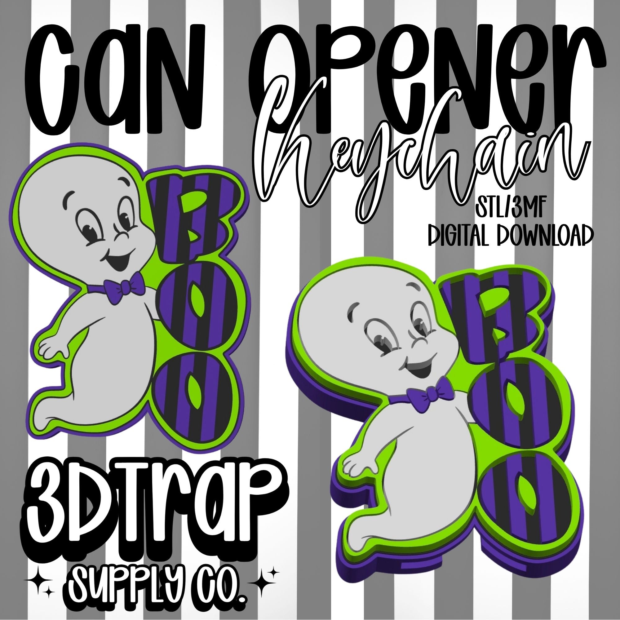 Cute Ghost Can Opener Keychain STL/3MF