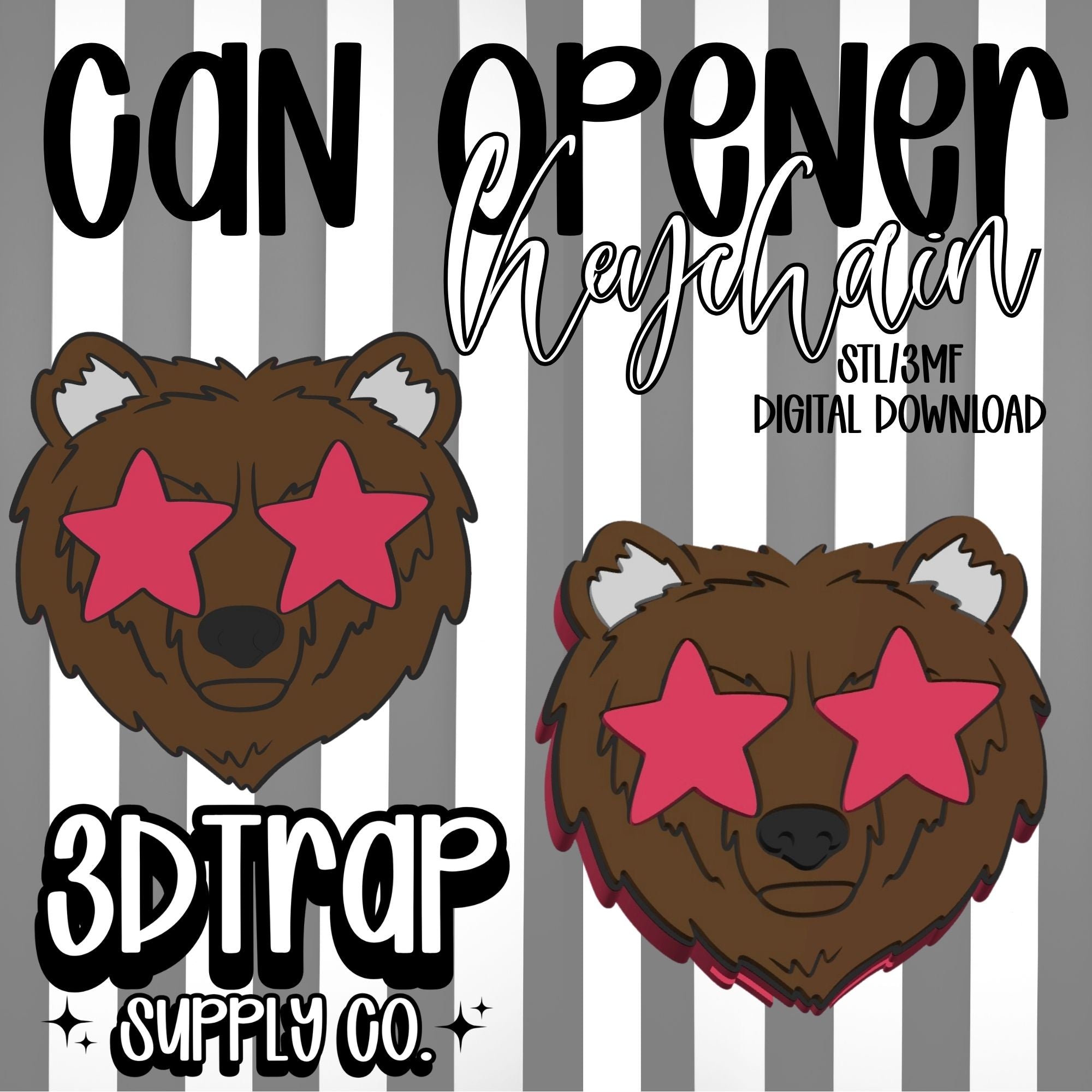 Bear Can Opener Keychain STL/3MF