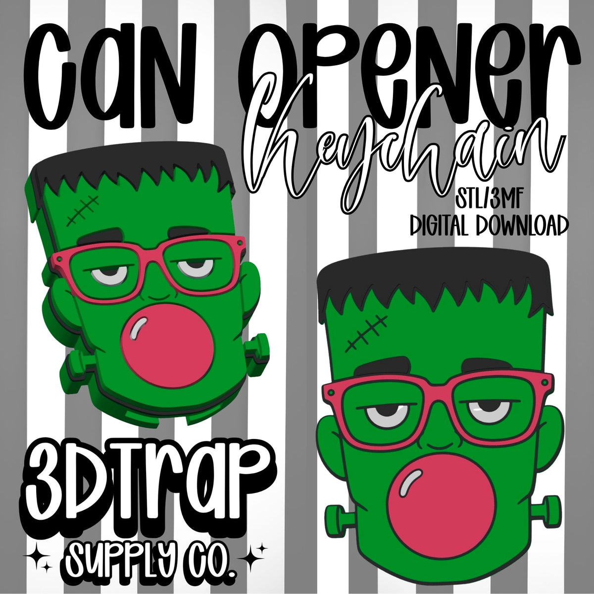 Green Man Can Opener Keychain STL/3MF