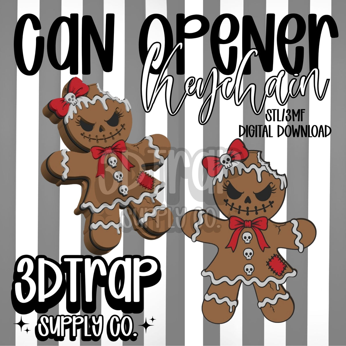 Spooky Gingerbread Bride Can Opener Keychain STL/3MF