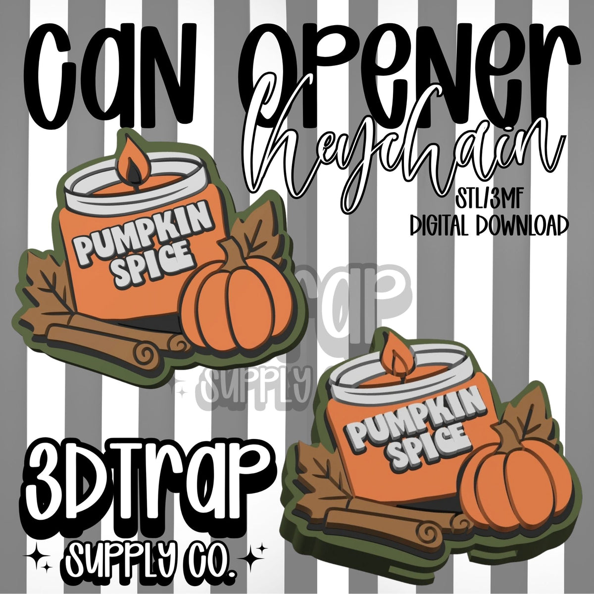 Pumpkin Spice Can Opener Keychain STL/3MF