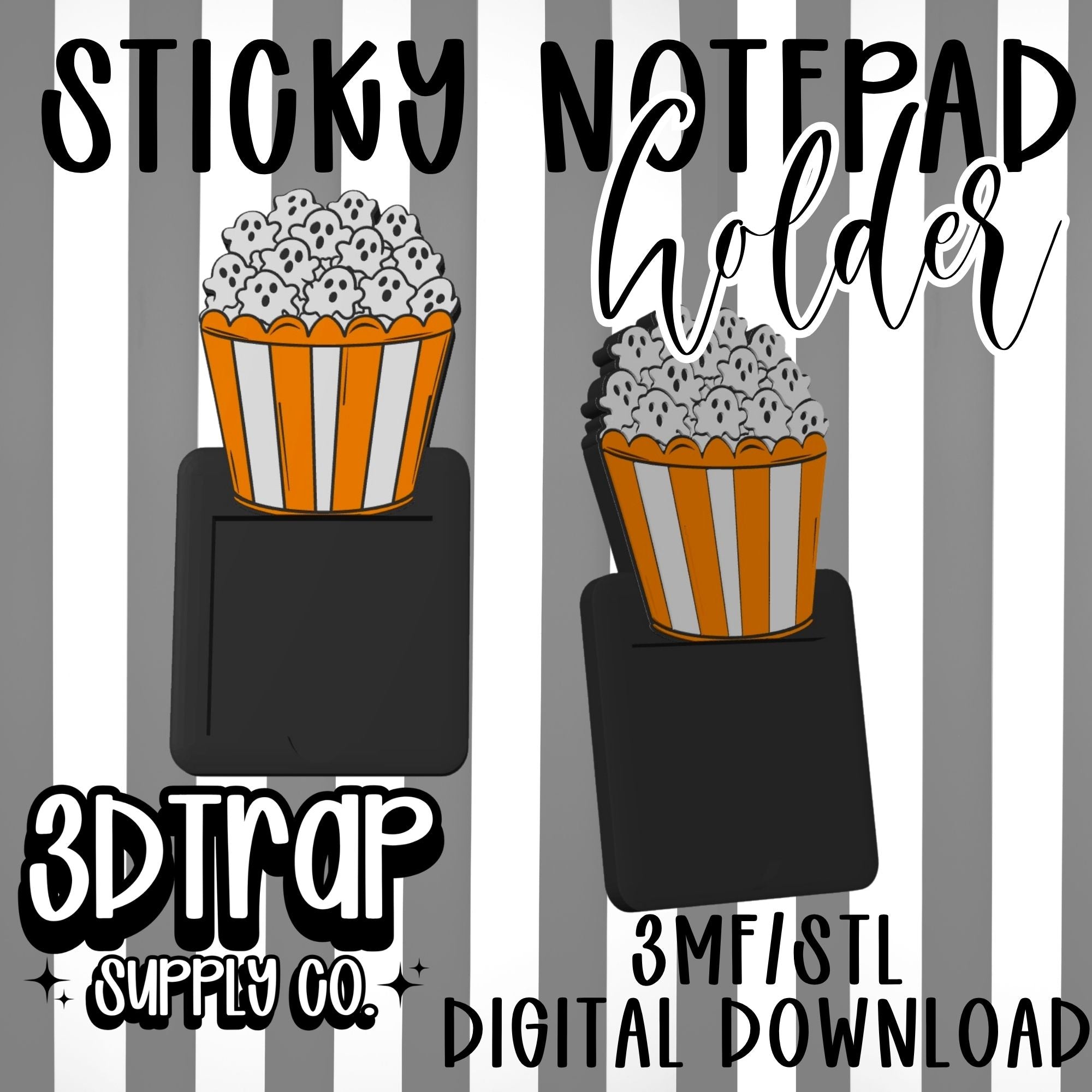 Ghost Popcorn Post it Container STL/3MF