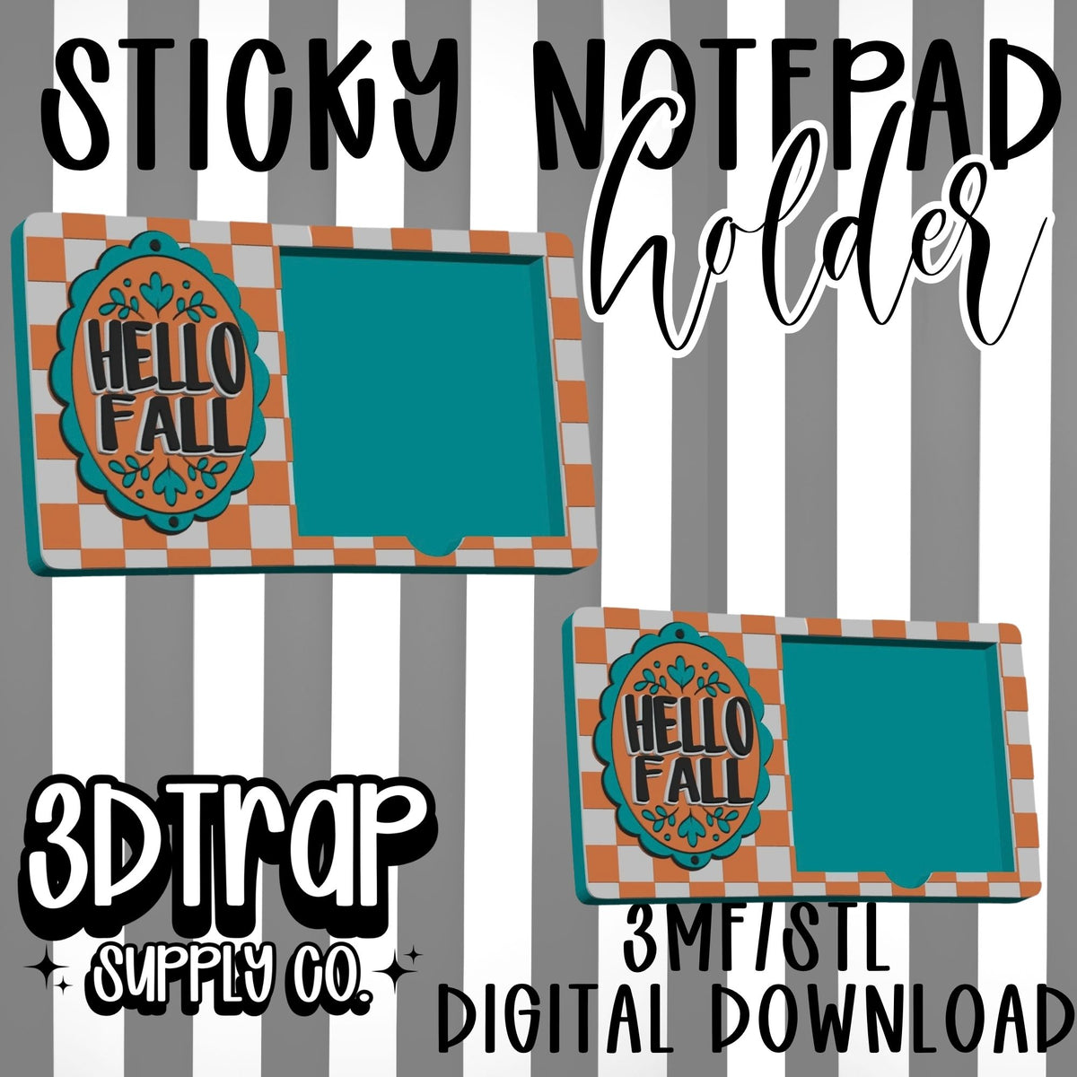 Hello Fall Post it Container STL/3MF