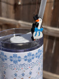 Goose blue bow Straw Topper