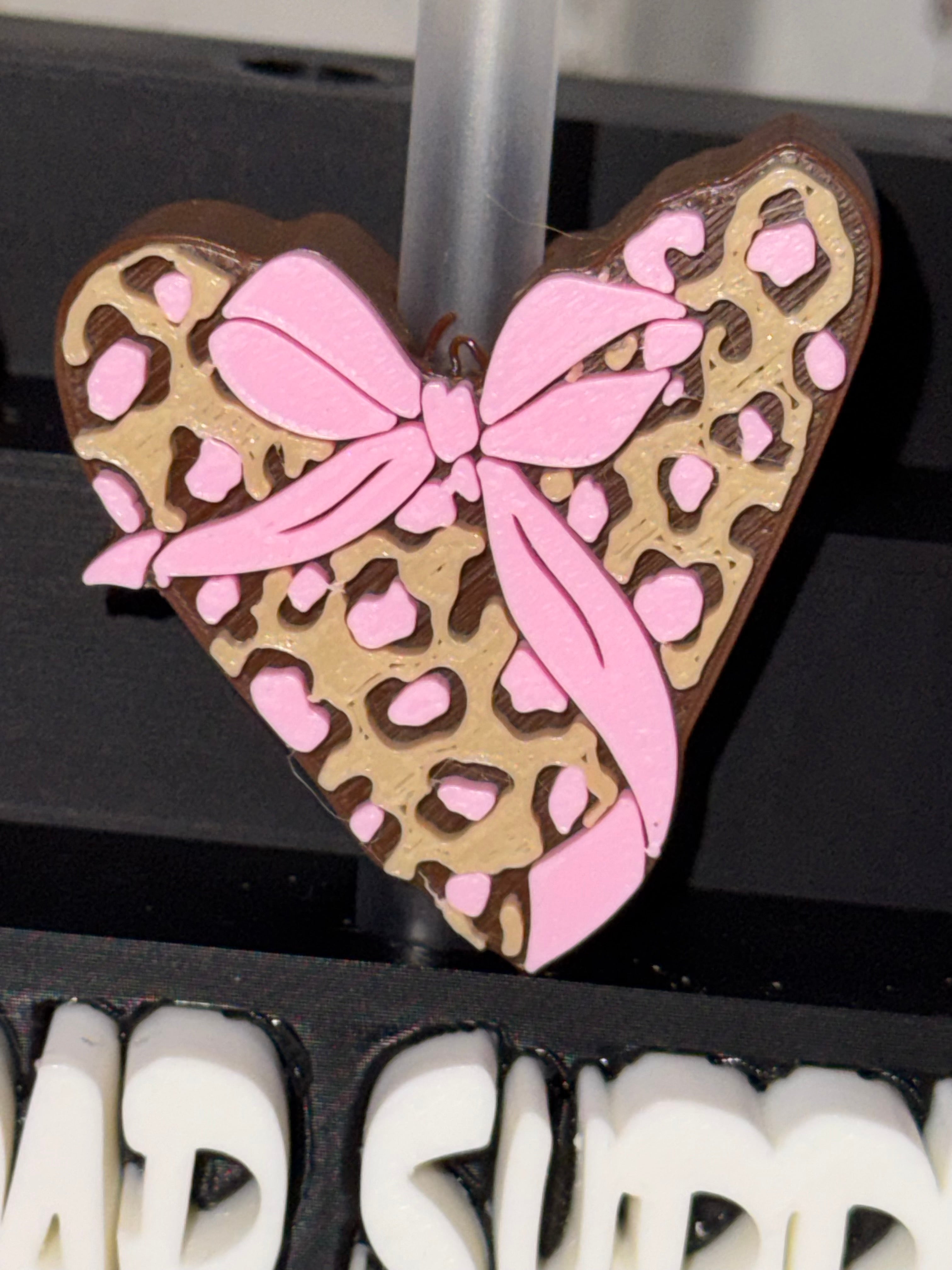Leopard heart  Straw Topper