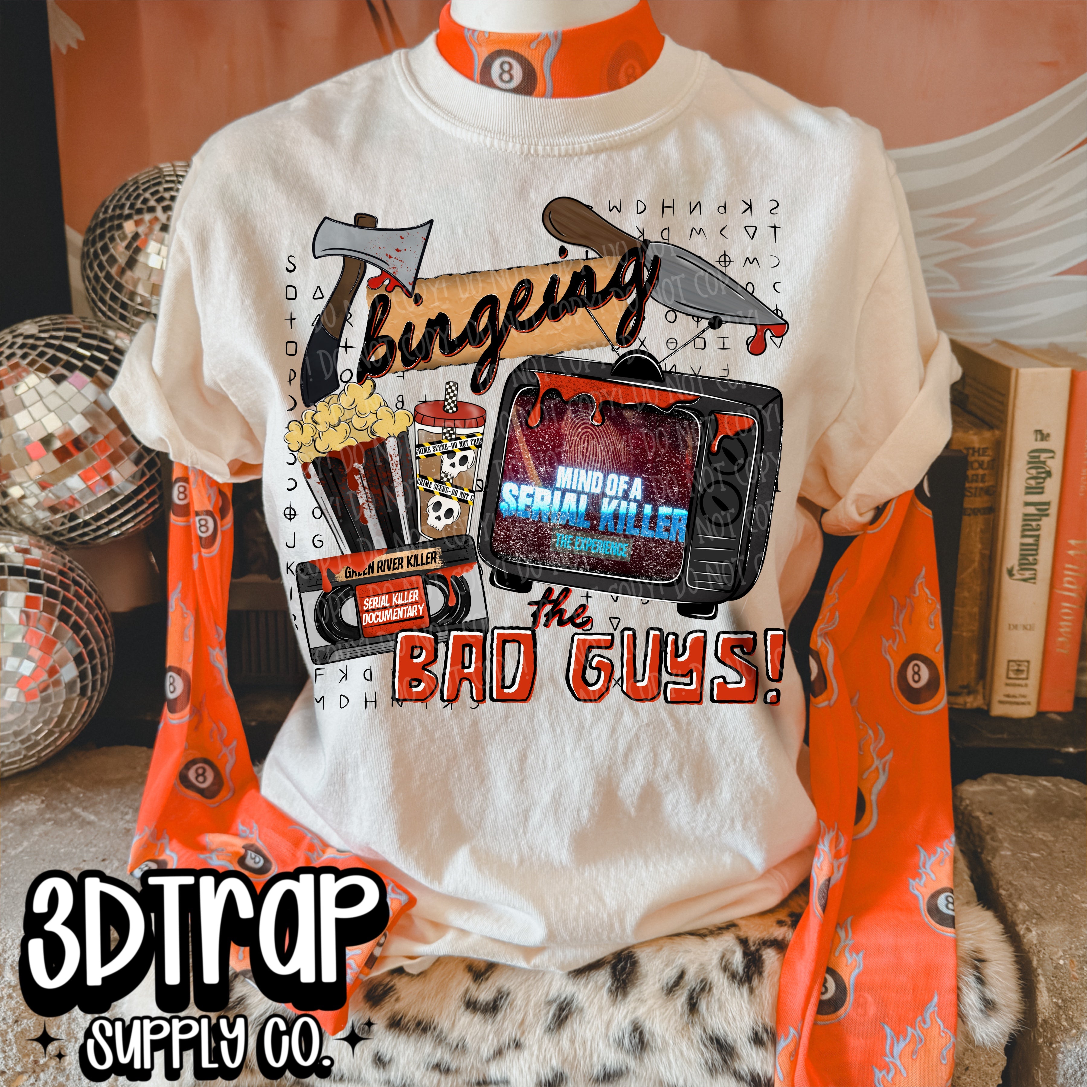 Bingeing the bad guys  Digital T-Shirt Design PNG |  Instant Download