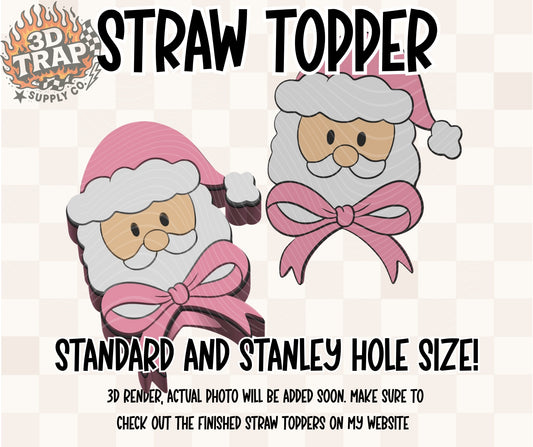 Santa Bow girlie Straw Topper