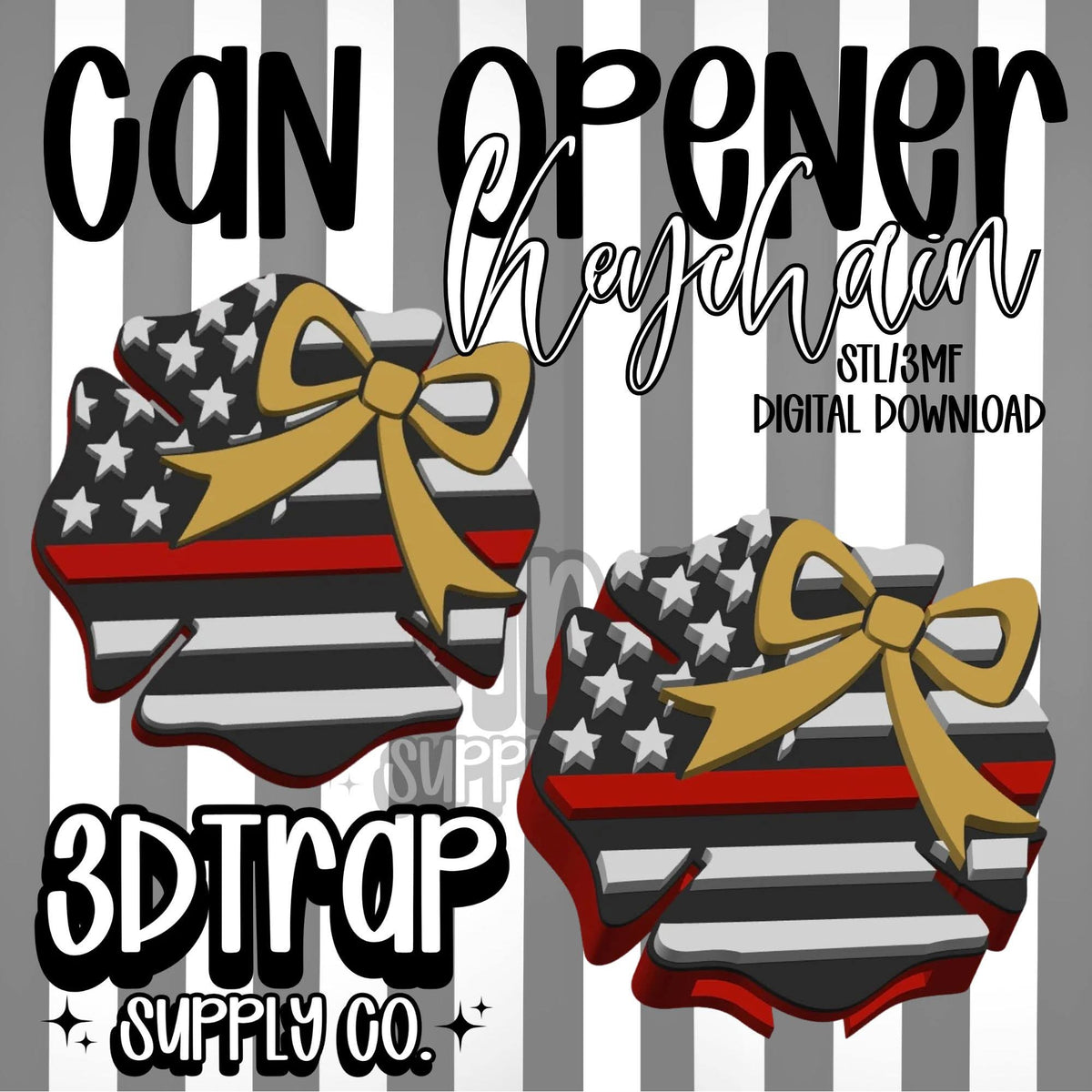 Fire Fighter Bow Can Opener Keychain STL/3MF