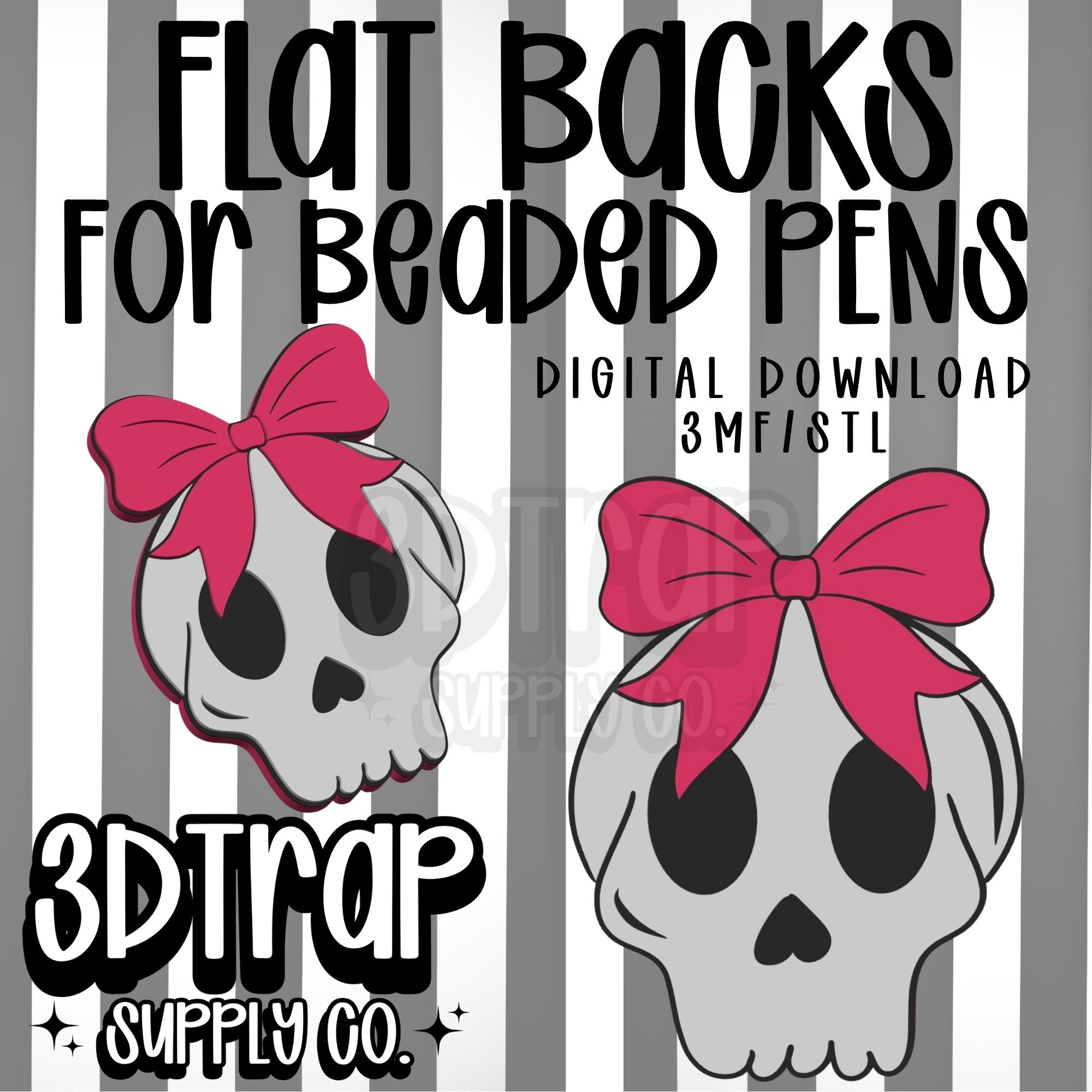 Skull Bow Flat Back Stl/3mf file
