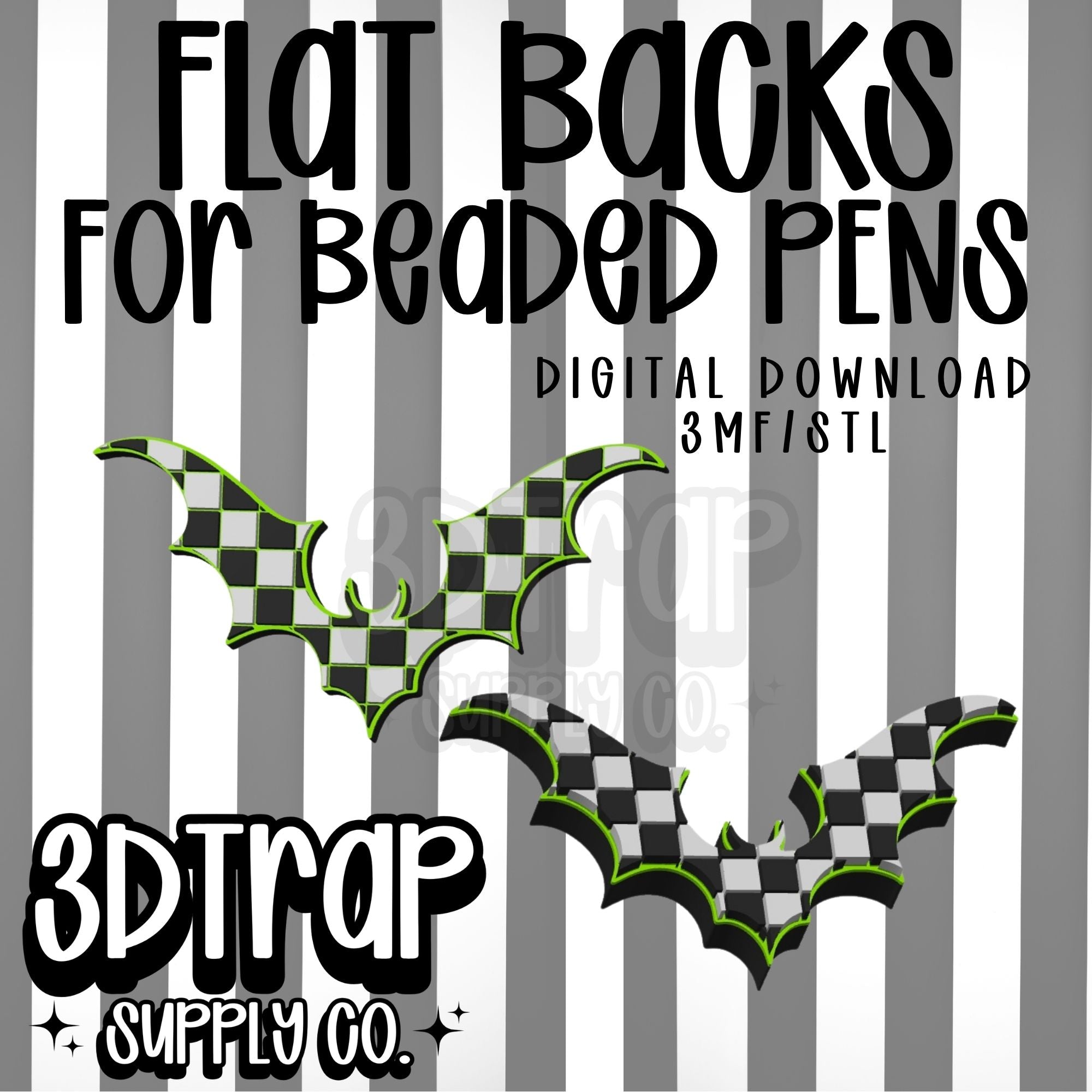 Checker Bat  Flat Back Stl/3mf file