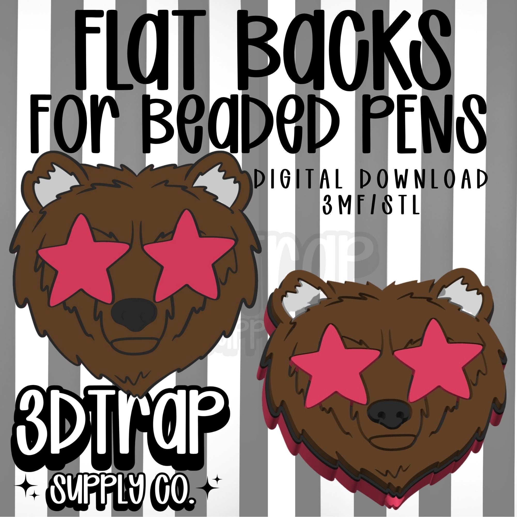 Bear Flat Back Stl/3mf file