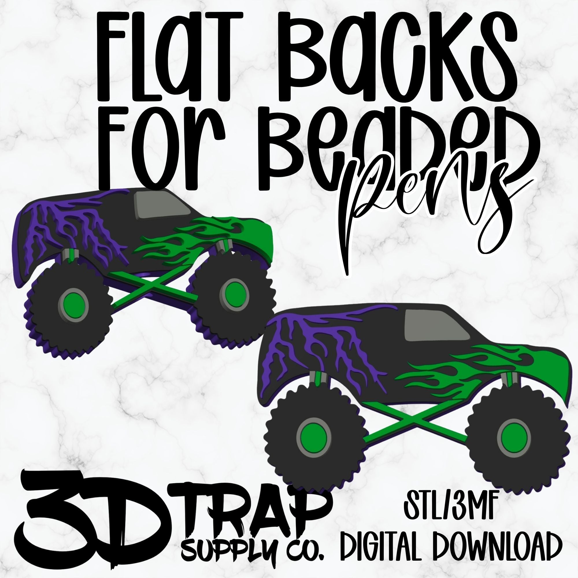 Monster Truck Pen Flat Back Stl/3mf file