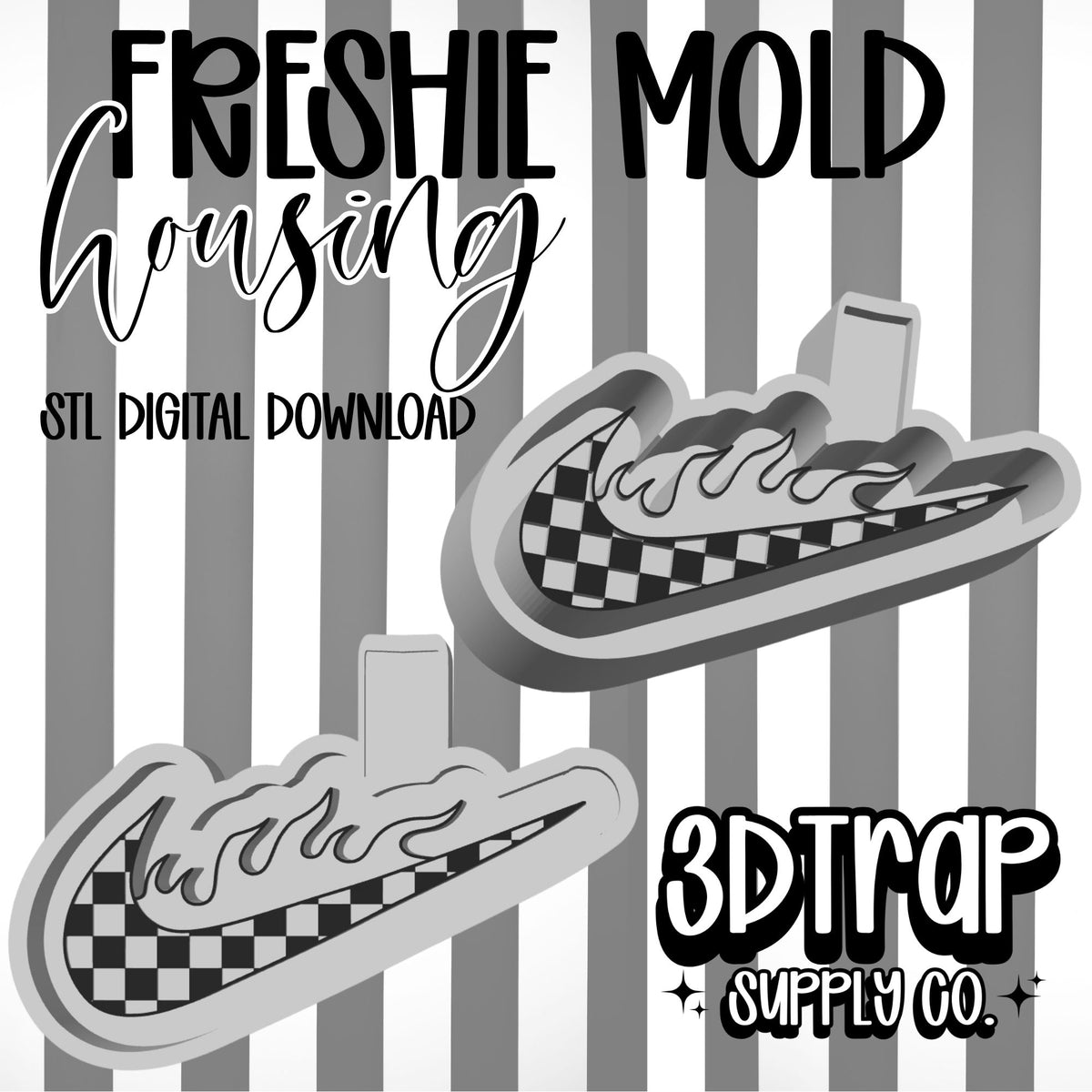 Checker Flame Checkmark Freshie Mold Housing – STL File