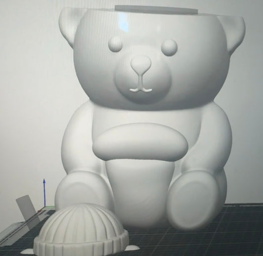 Coffee Bear with beanie lid topper 20 oz skinny sleeve