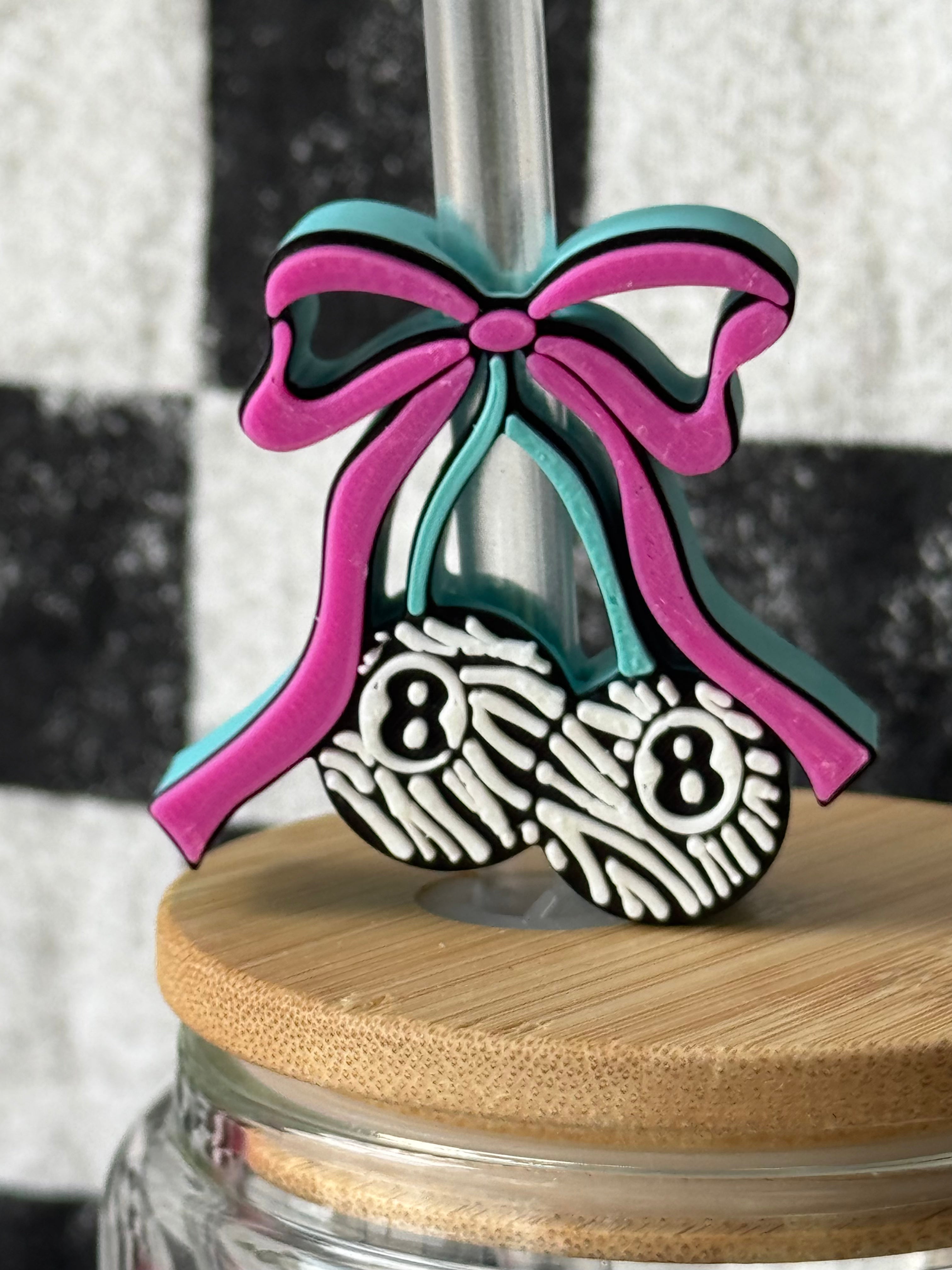 Zebra 8 ball cherries 3D Printed Straw Topper | Reusable Cup Accessory | Tumbler Straw hugger