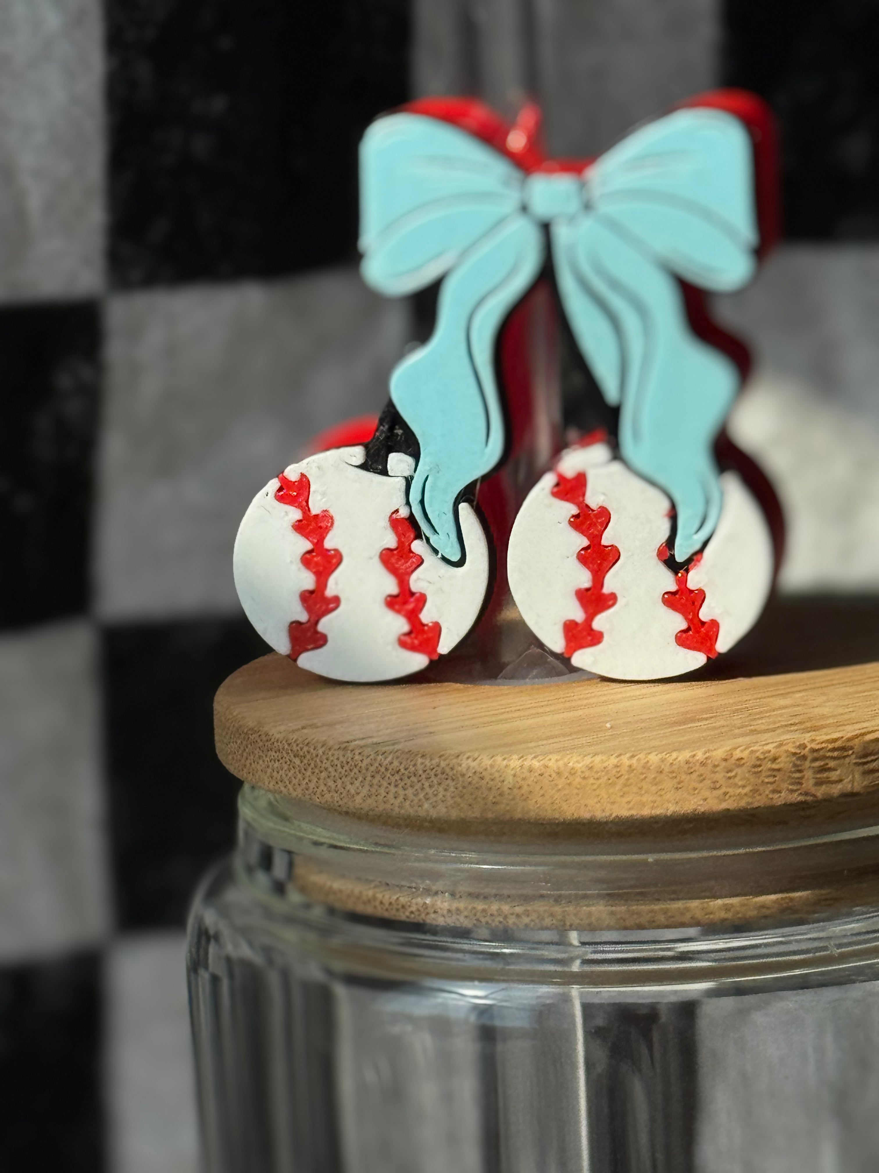 Baseball Cherries  Straw Topper