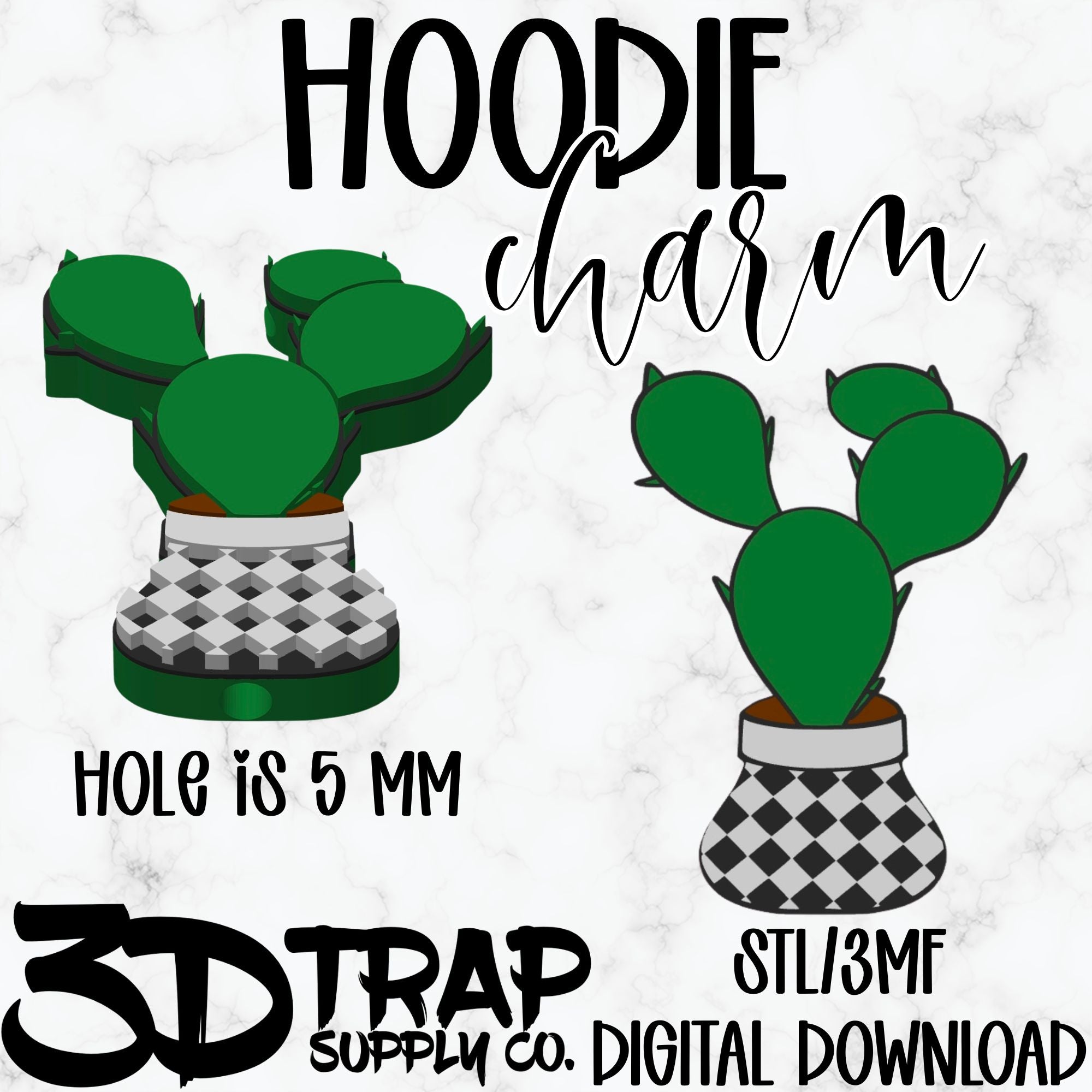 Cactus Checker Pot Hoodie Charm STL/3MF