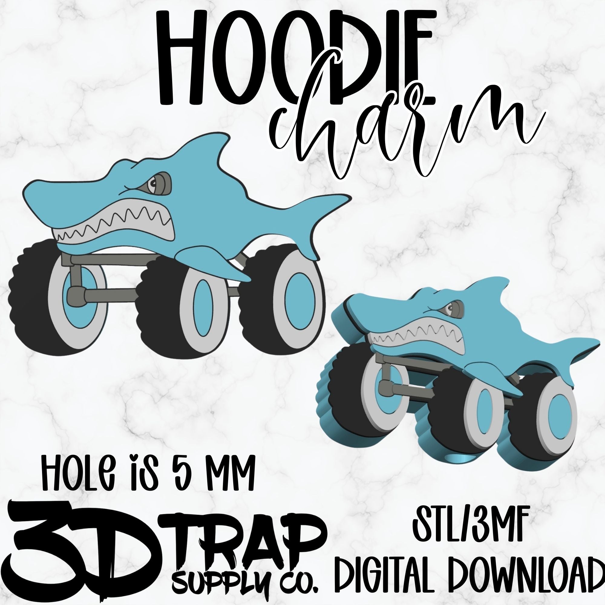 Shark Monster Truck Hoodie Charm STL/3MF