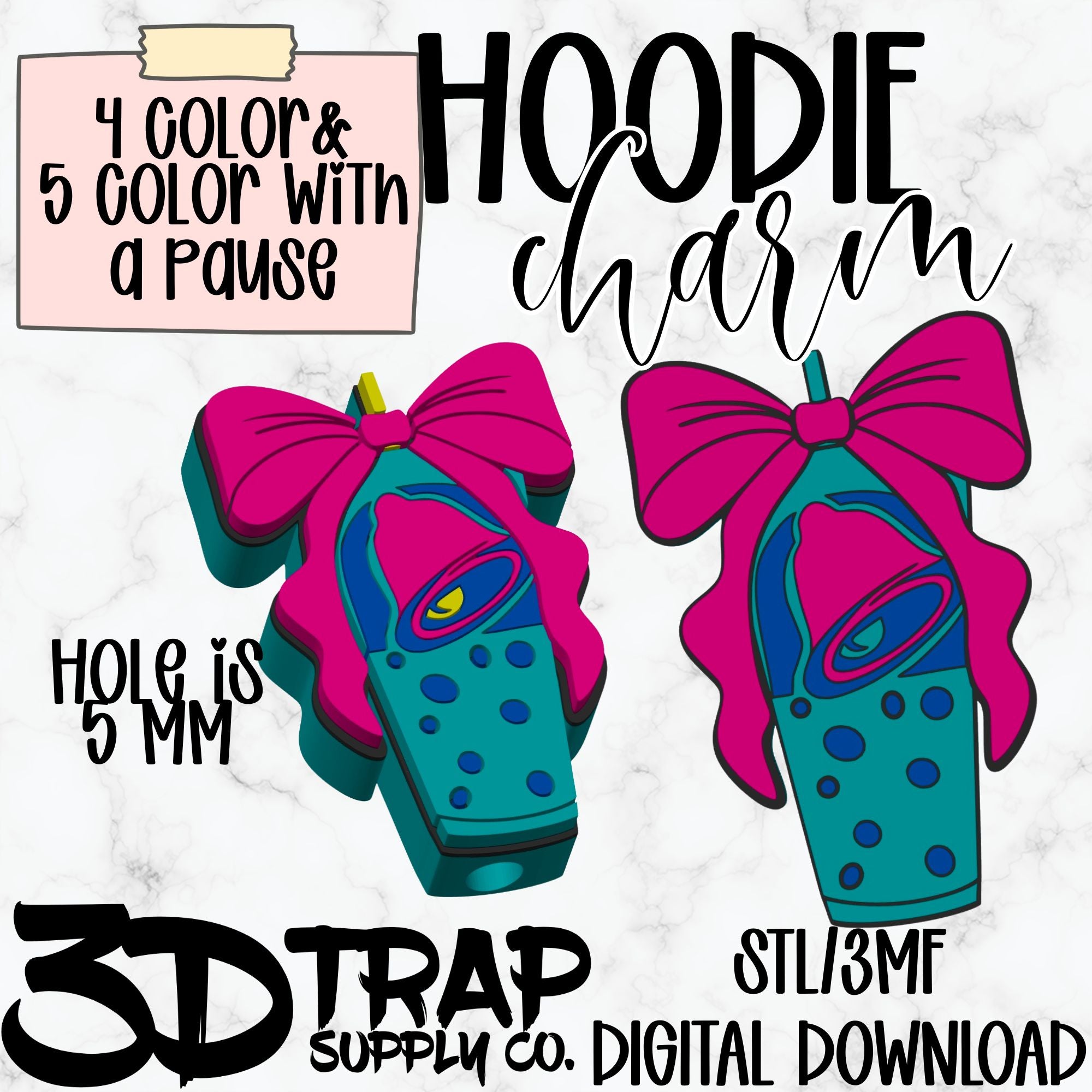 Trendy Blue Drink Hoodie Charm STL/3MF