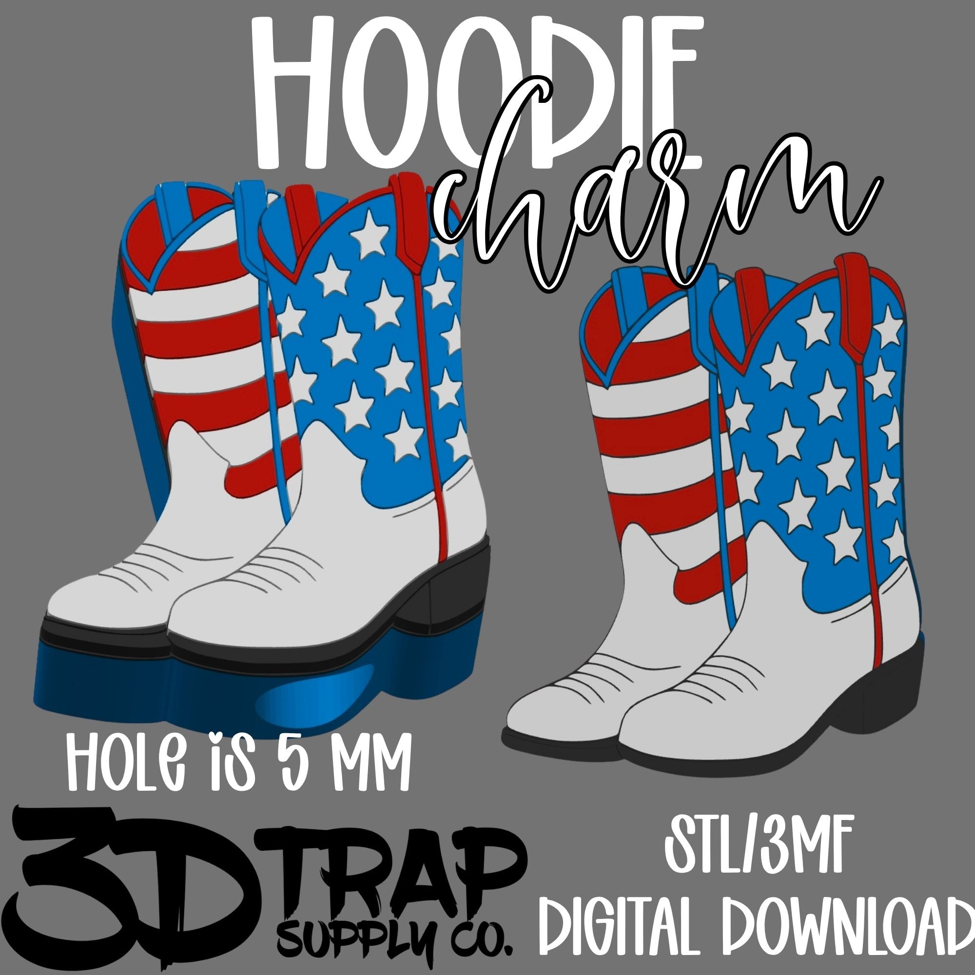 American Boots Hoodie Charm STL/3MF