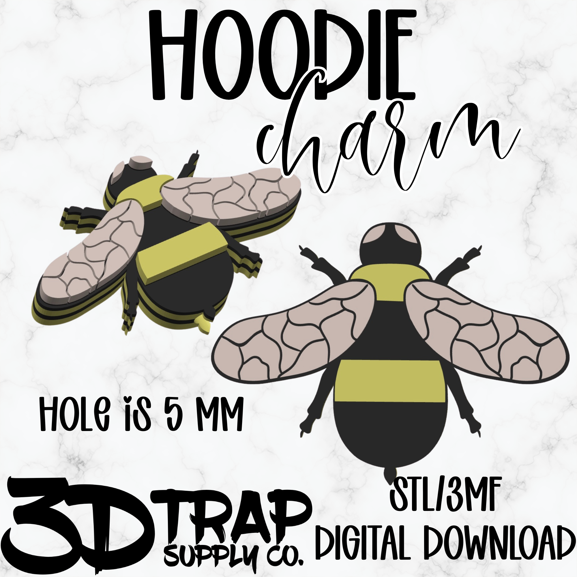 Bee Hoodie Charm STL/3MF
