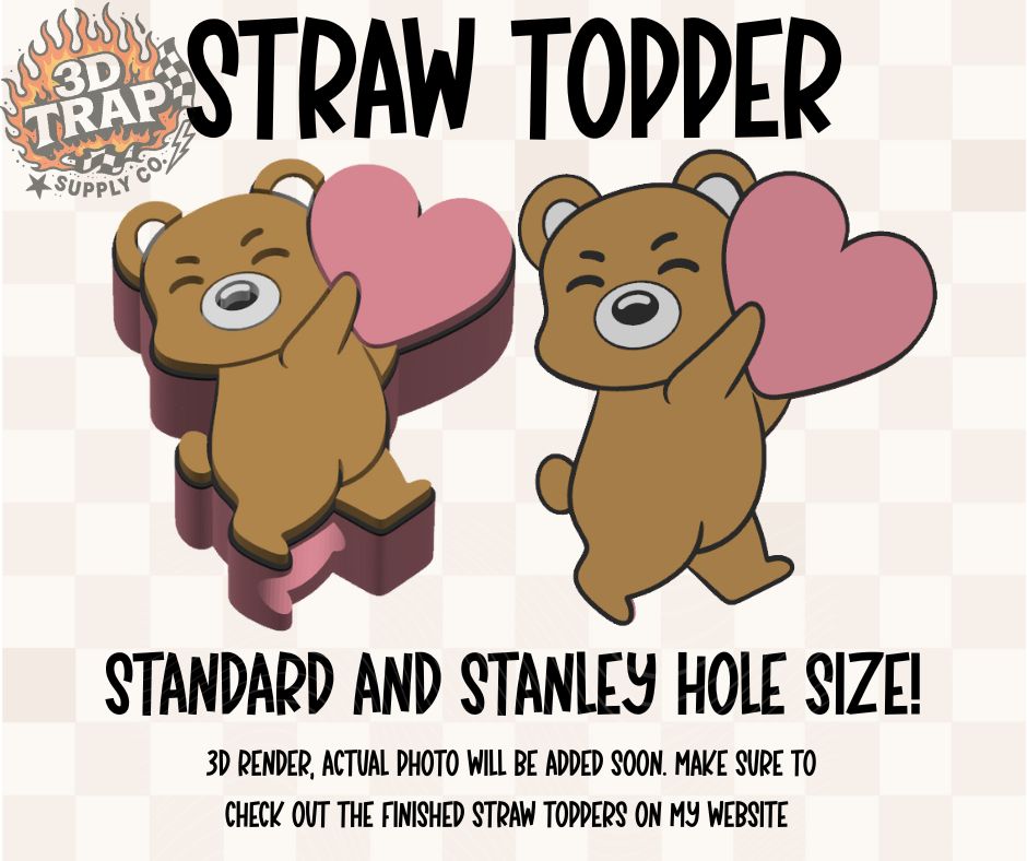 V-day Teddy bear Straw Topper