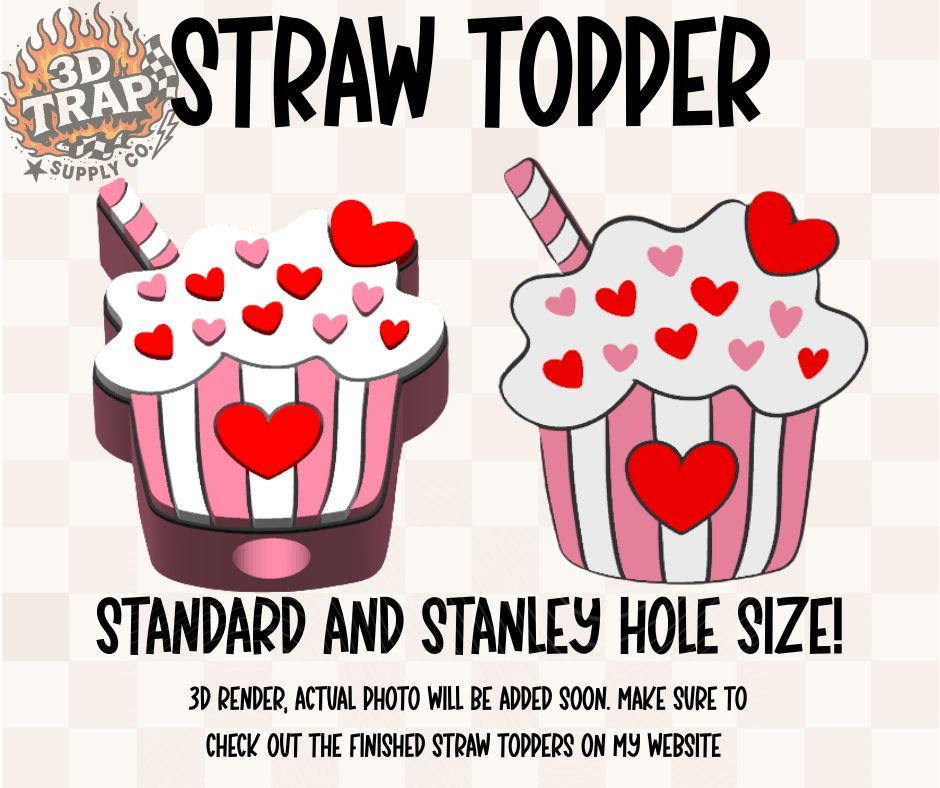 V-day Cupcake Straw Topper
