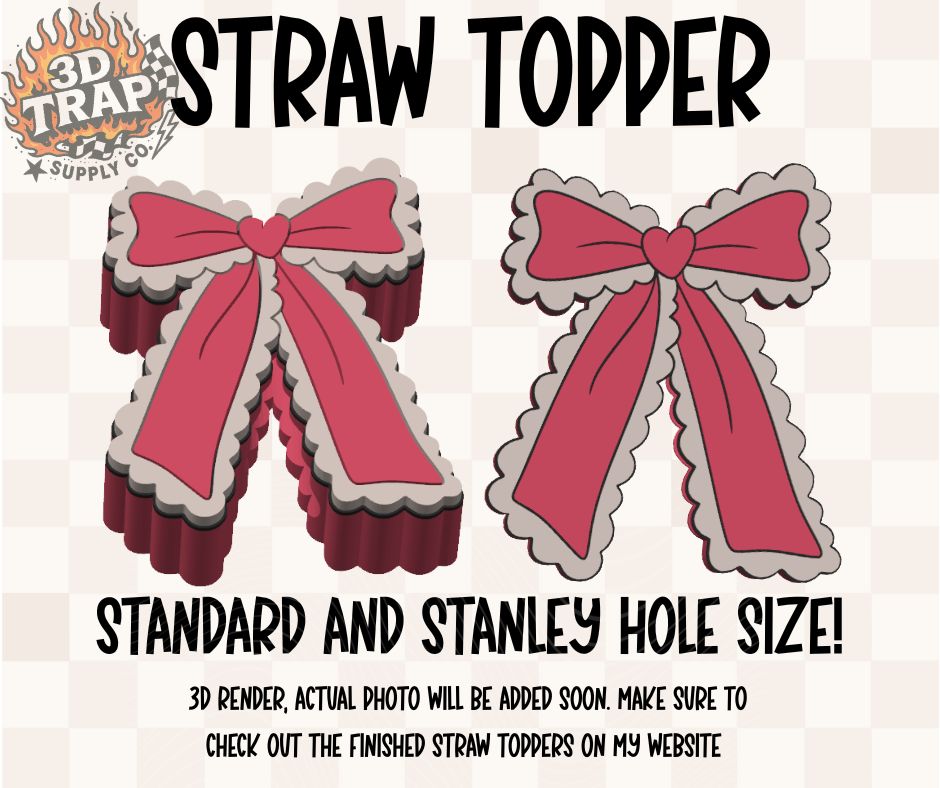 Ruffle Bow Straw Topper