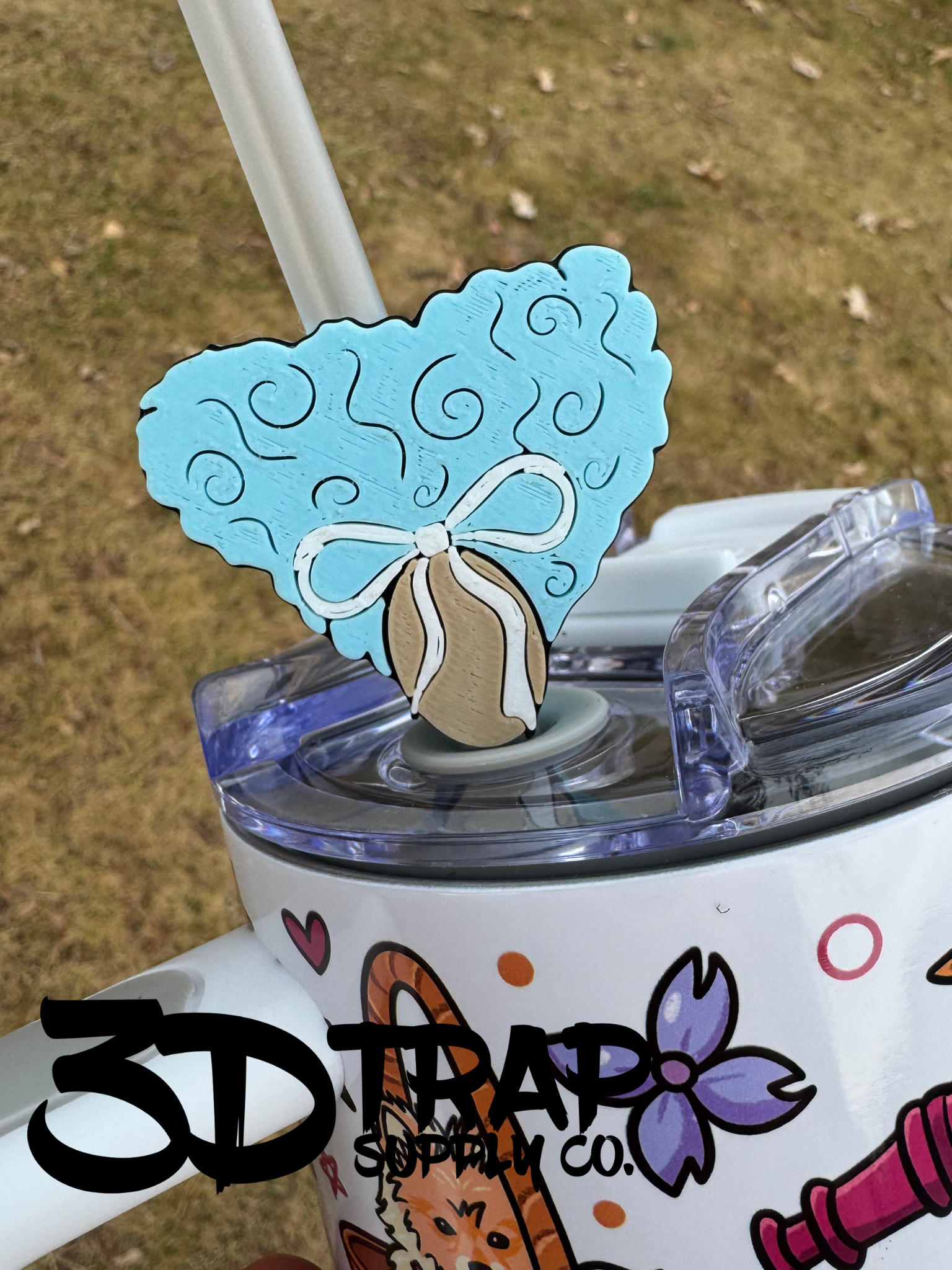 Wig  3D Printed Straw Topper | Reusable Cup Accessory | Tumbler Straw hugger