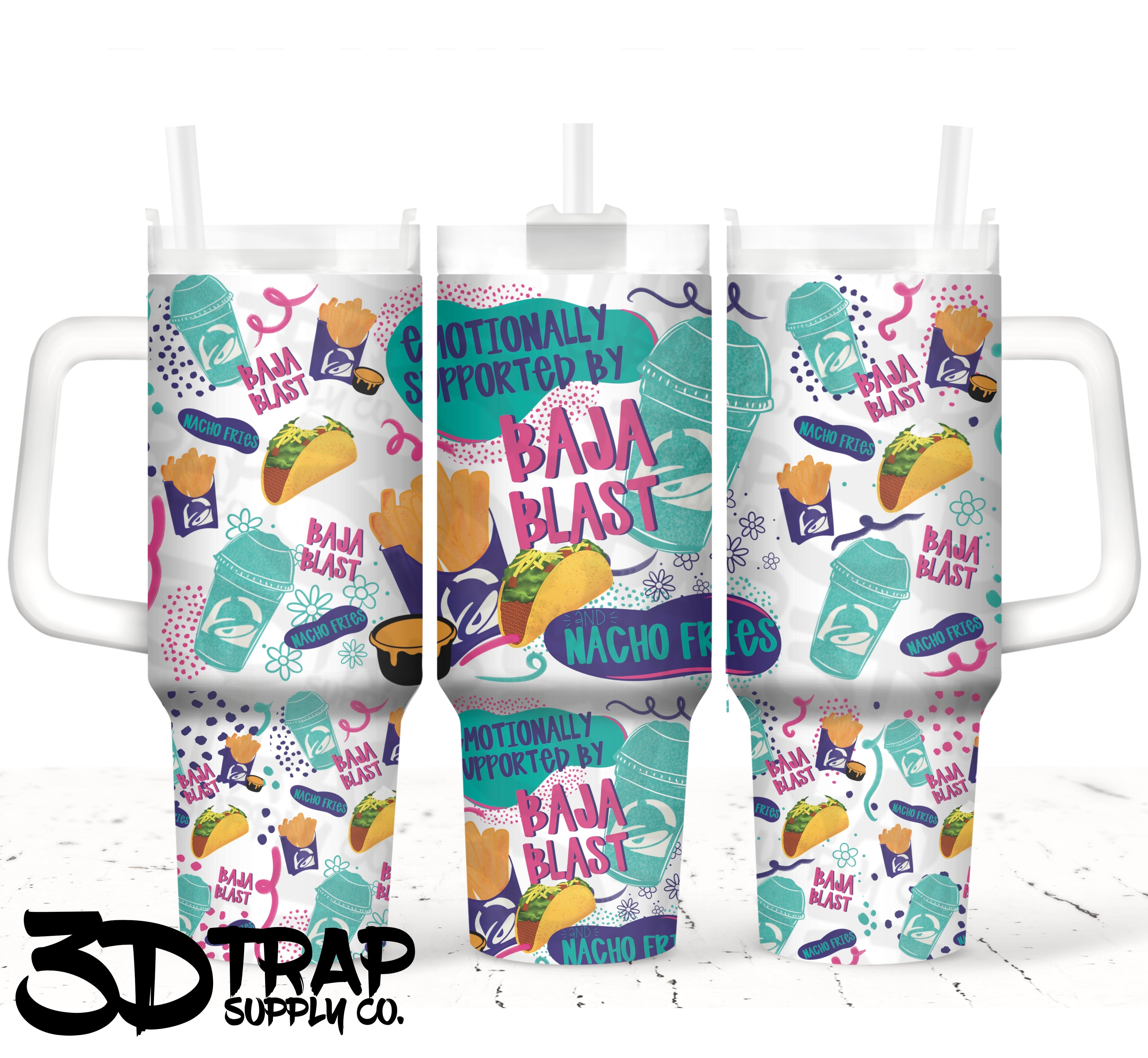 Emotionally supported by..  40 OZ tumbler design