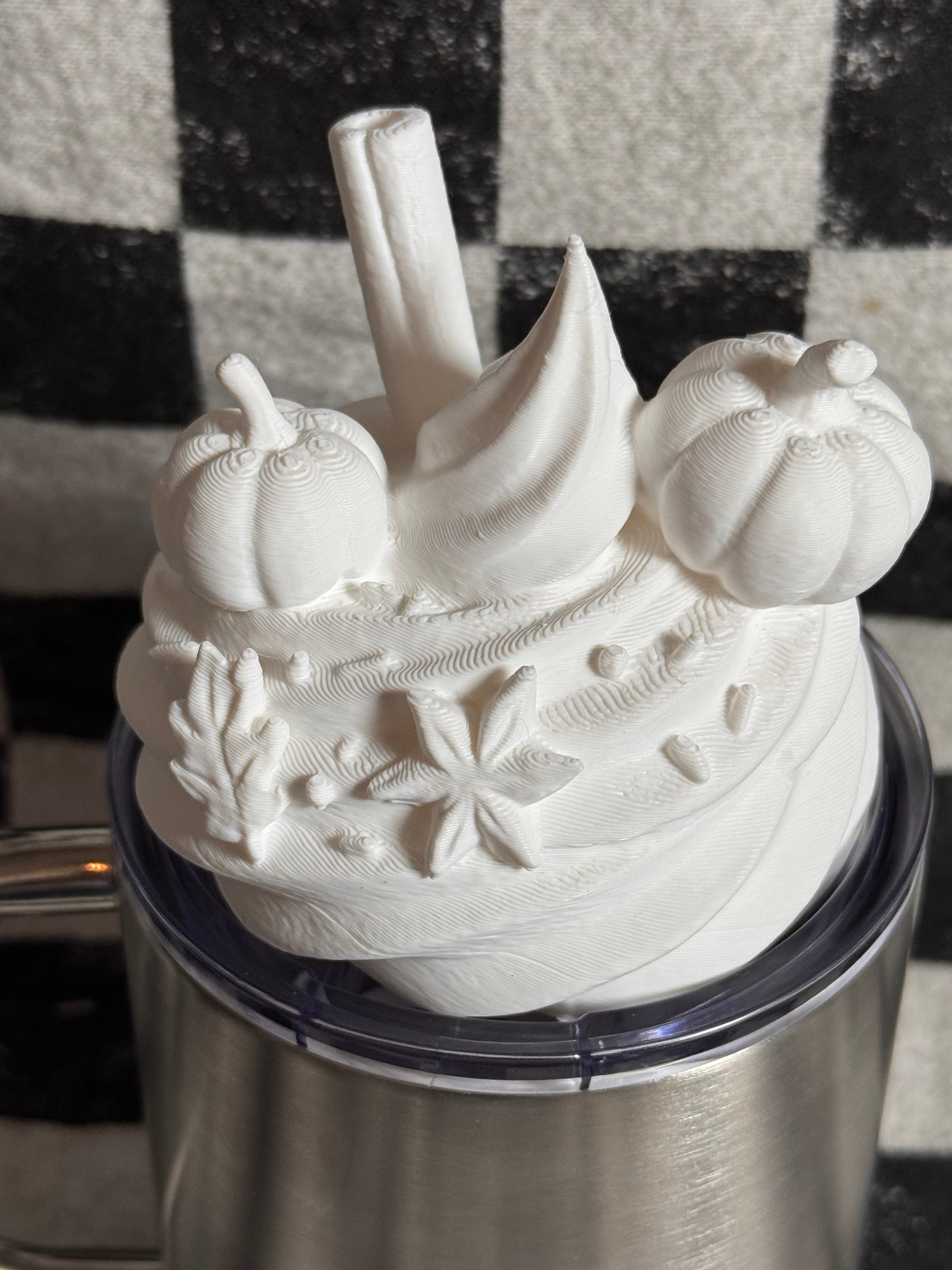 Pumpkin spice latte whip cream topping 3d printed