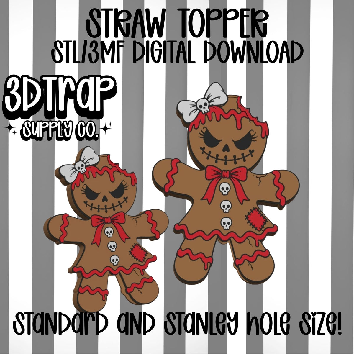 Spooky Gingerbread Bride Straw topper STL/3MF