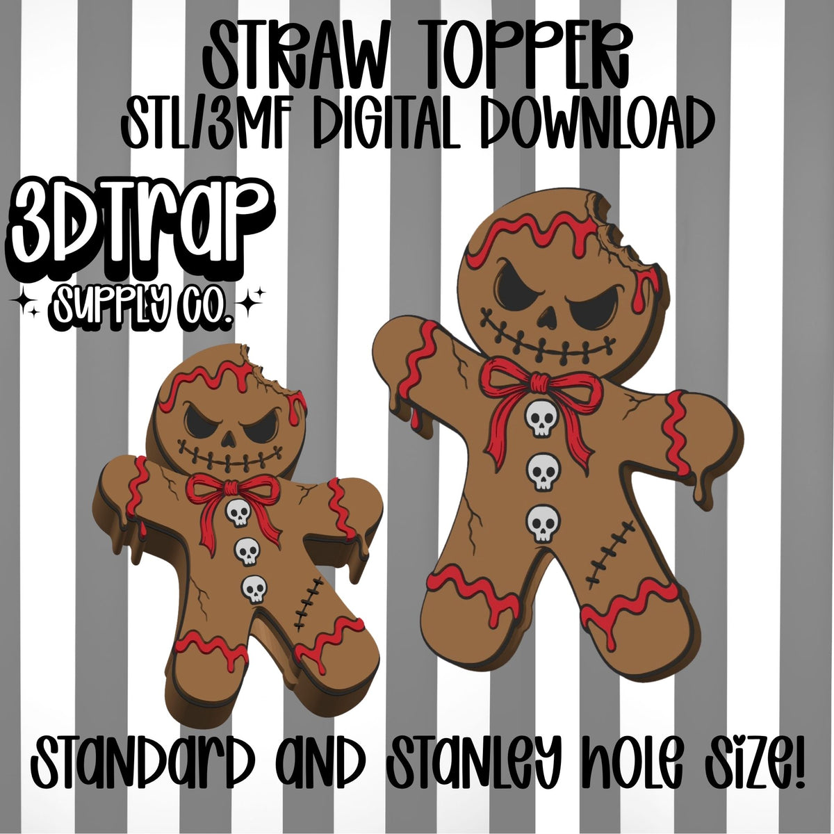Spooky Gingerbread Man Straw topper STL/3MF