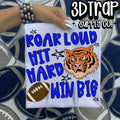 Roar loud Tiger Blue/white  Digital T-Shirt Design PNG |  Instant Download