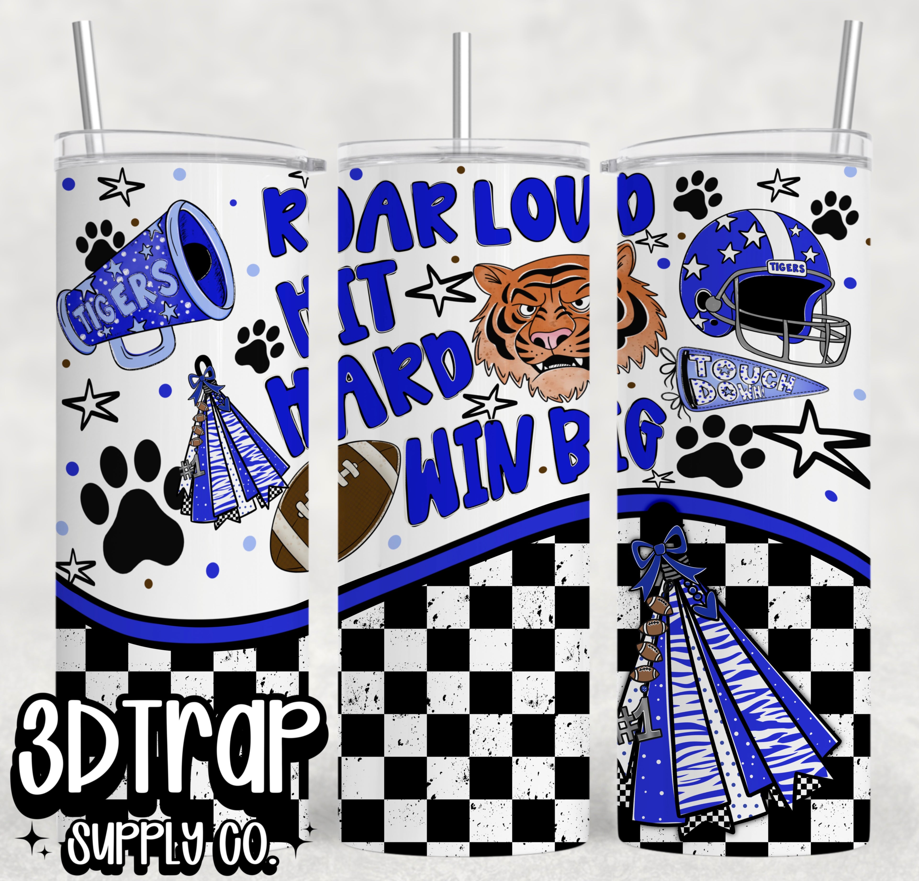 Roar loud Tiger blue/white  20 0z Designs