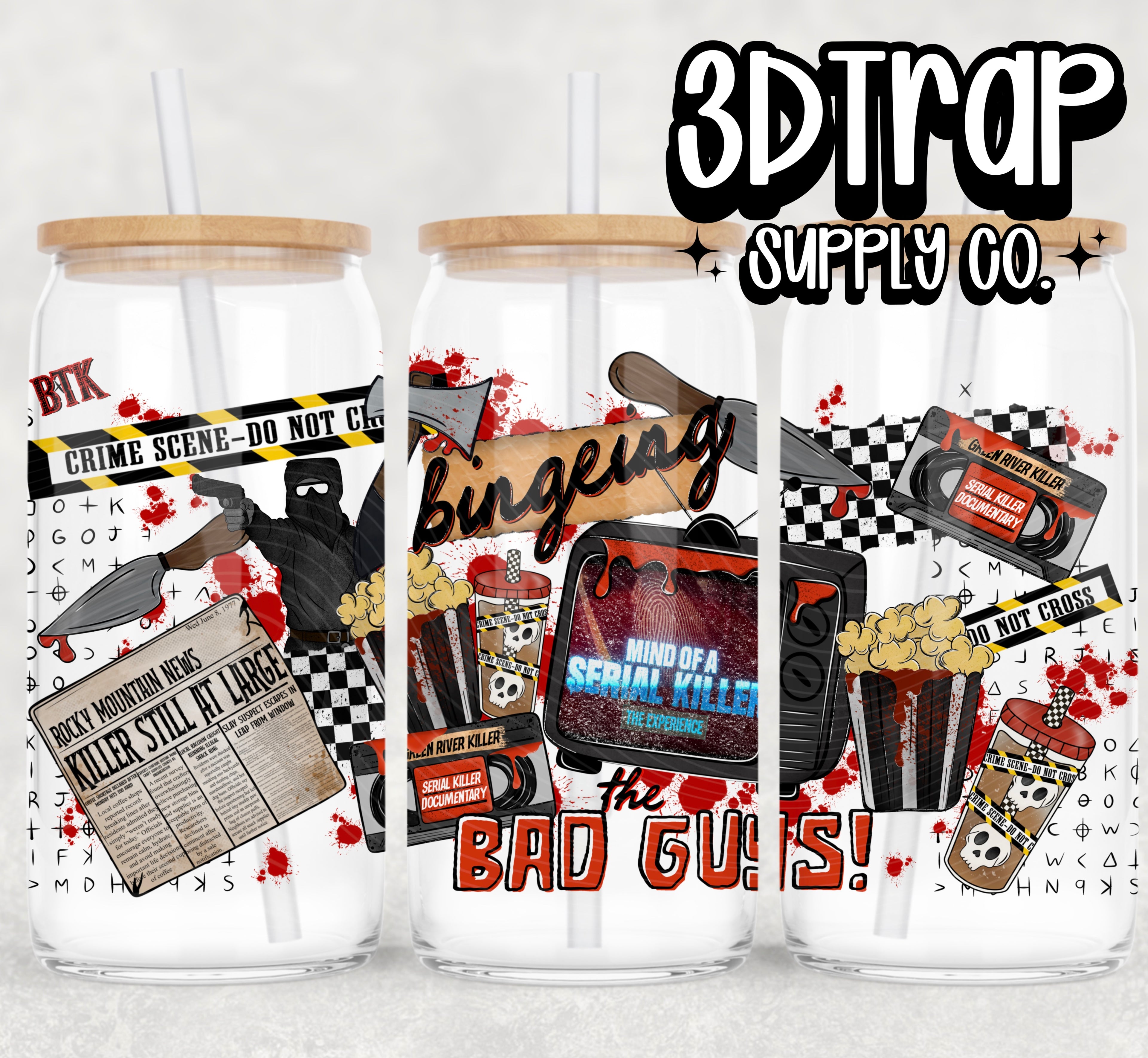 Bingeing the bad guys 16 oz Design