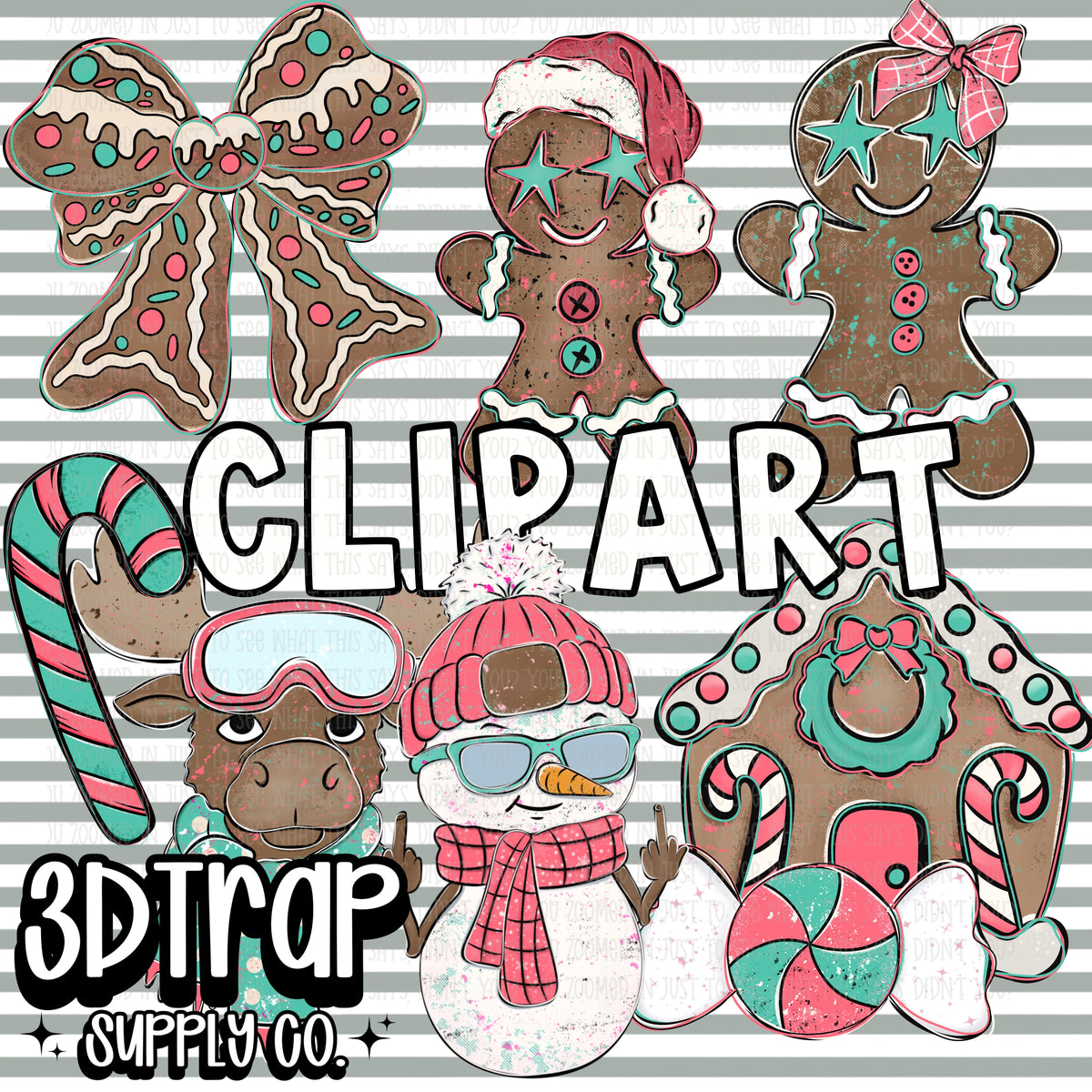 Gingerbread Clipart Set PNG |  Instant Download