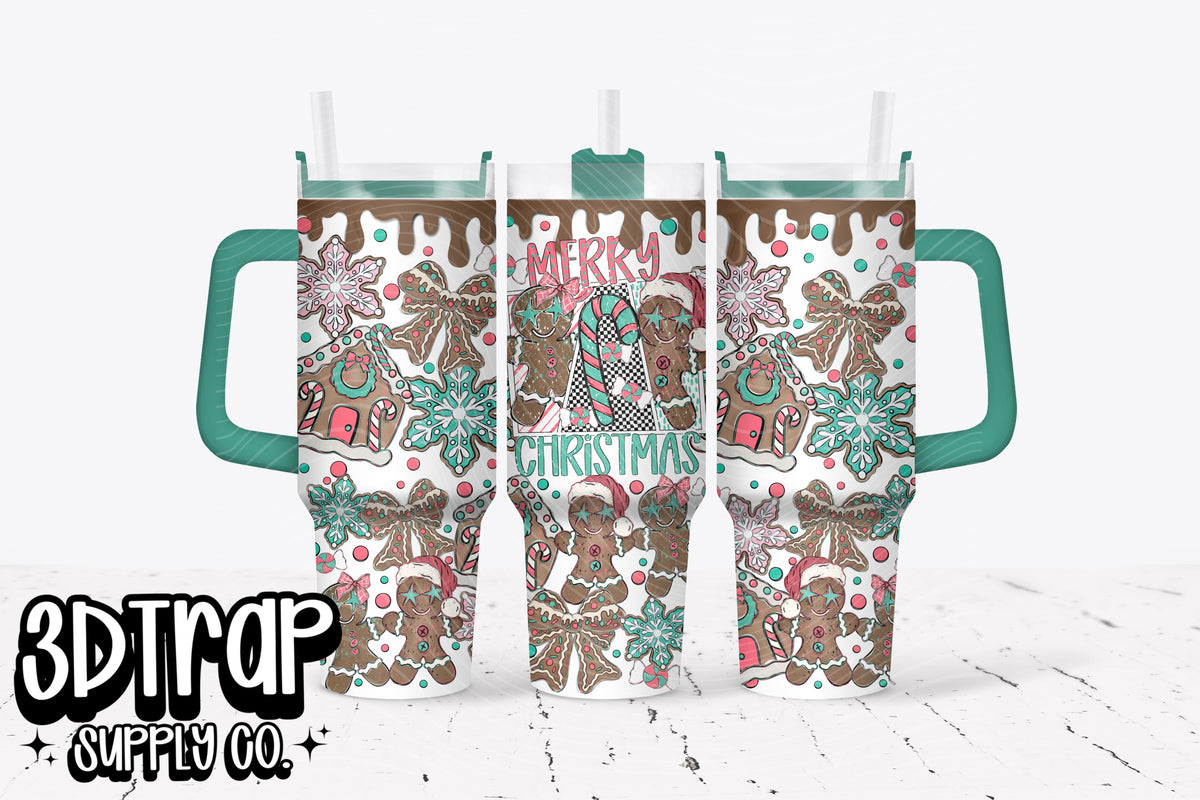 Gingerbread Merry Christmas 40 OZ tumbler design