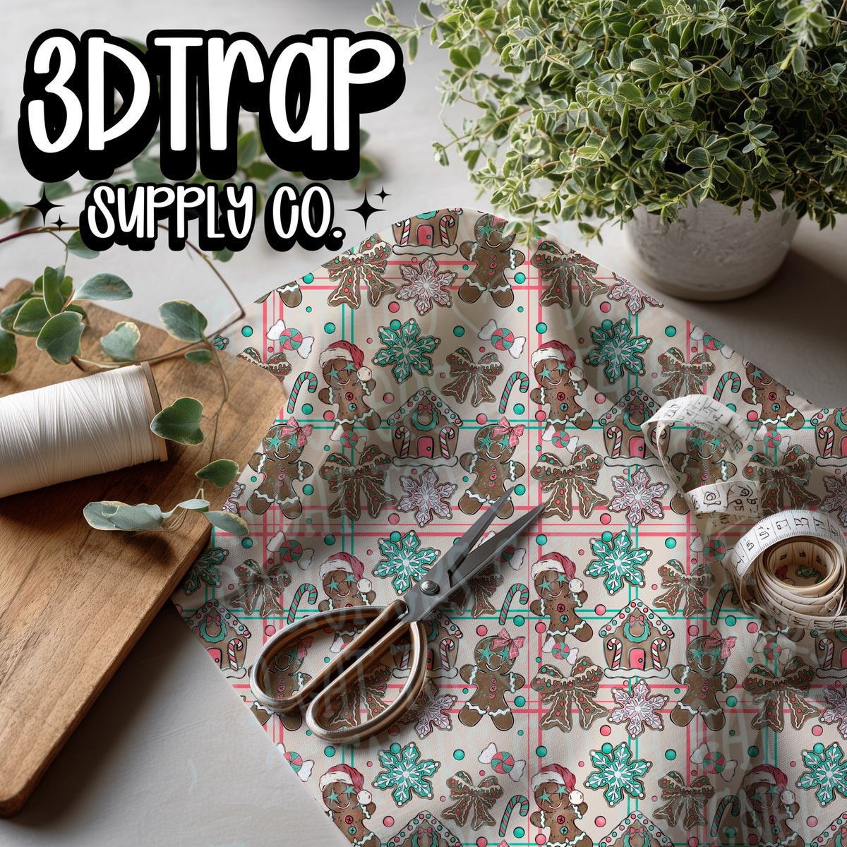Gingerbread Christmas Seamless Design PNG |  Instant Download