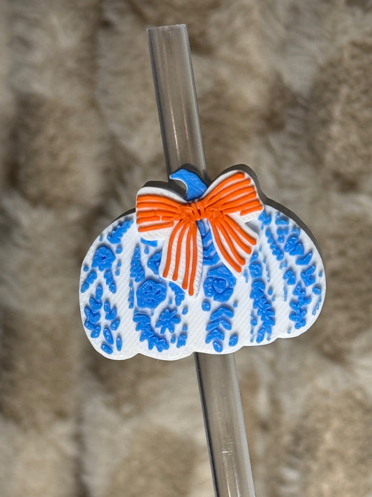 Floral Pumpkin Straw Topper