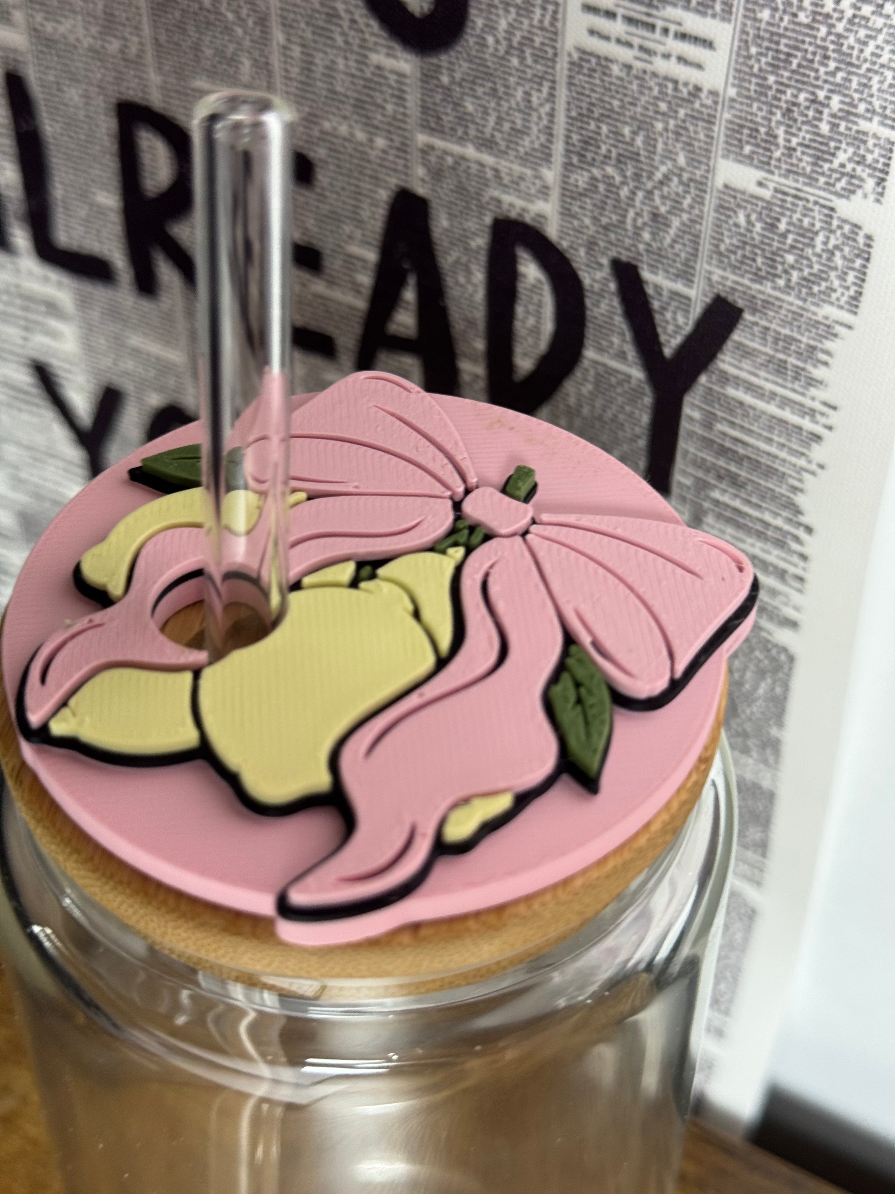 Leomn bow Pink 16 oz Libbey Lid cover