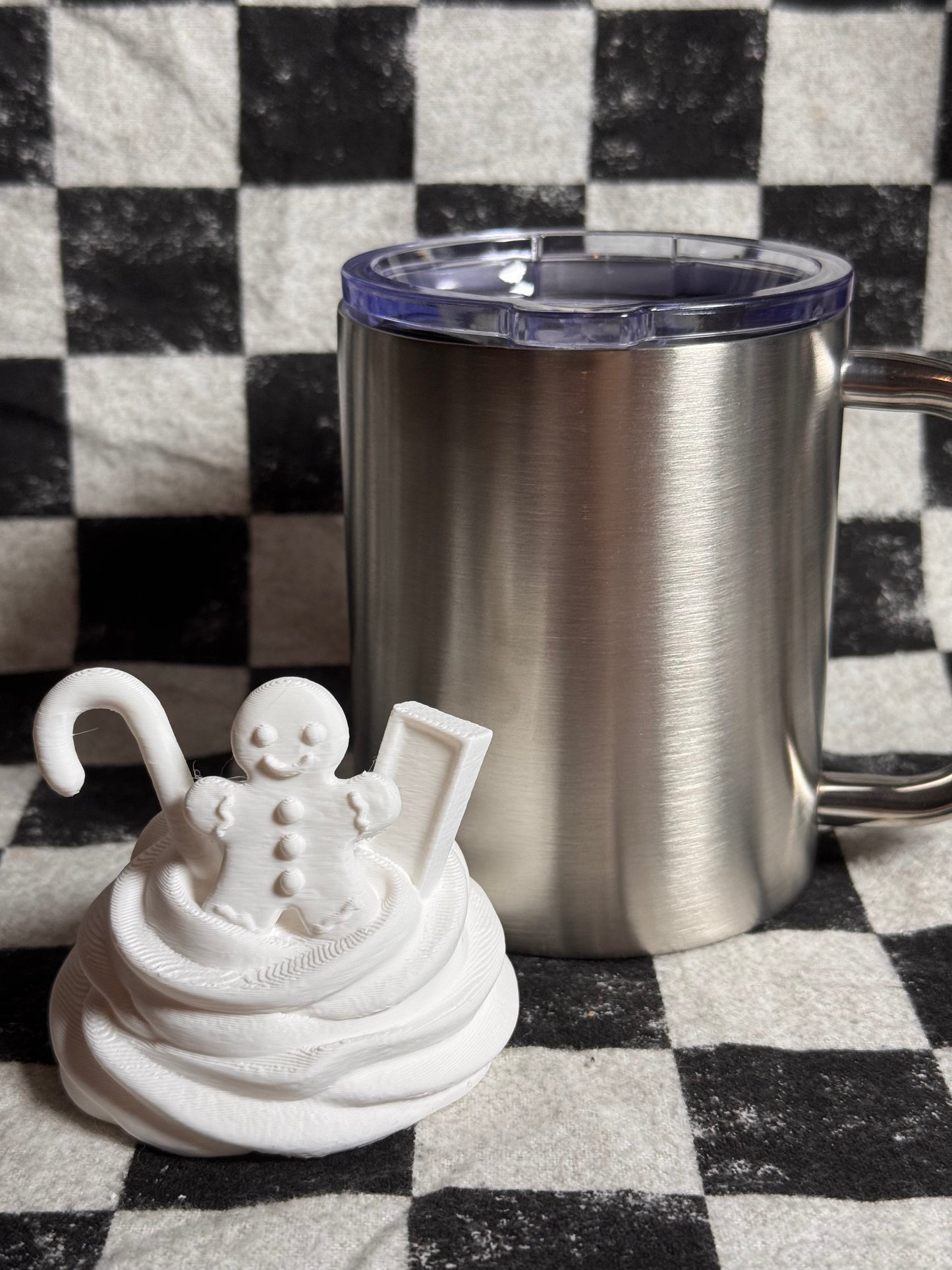 Gingerbread Candy Cane whip cream topping 3d printed