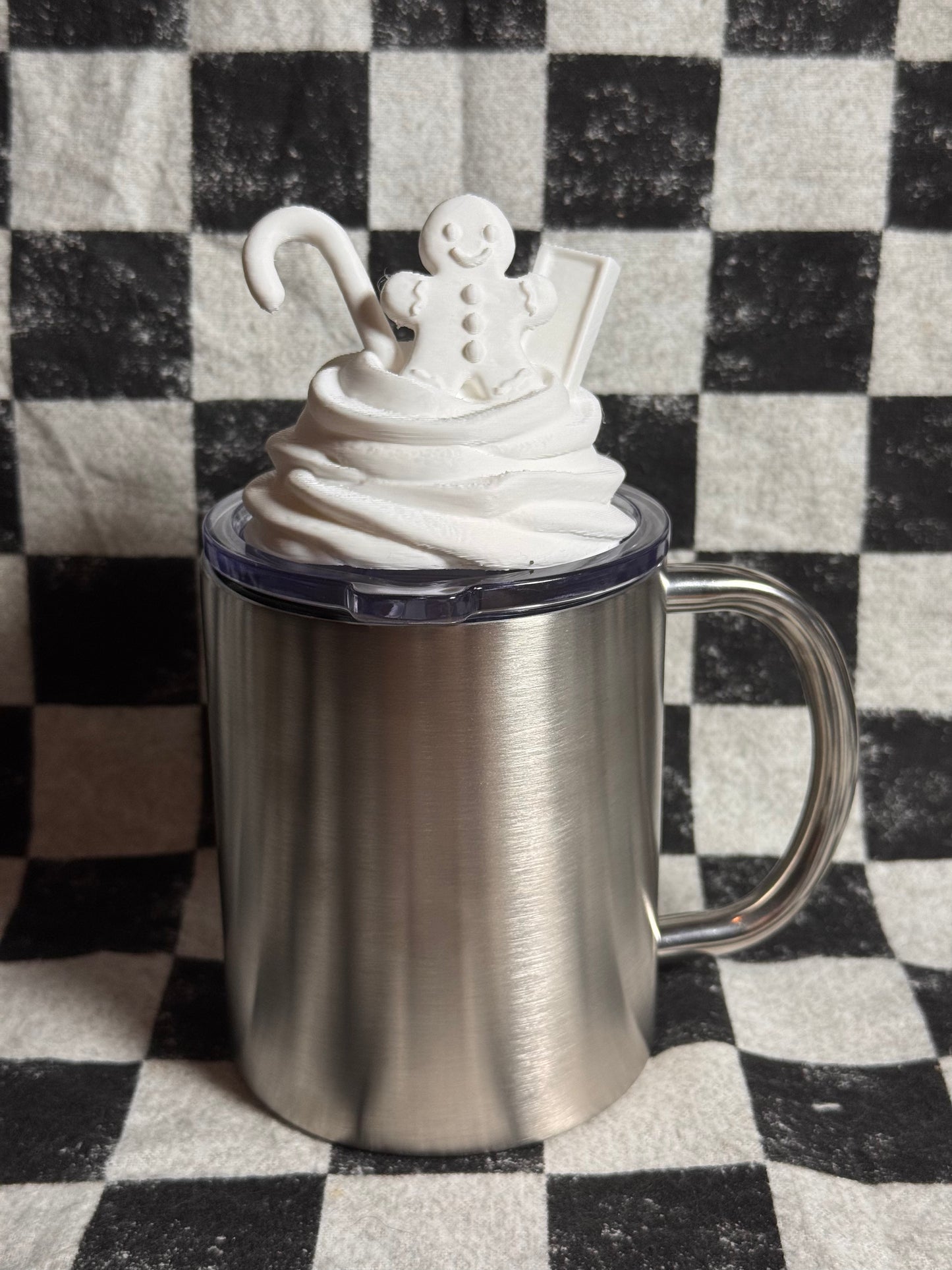 Gingerbread Candy Cane whip cream topping 3d printed