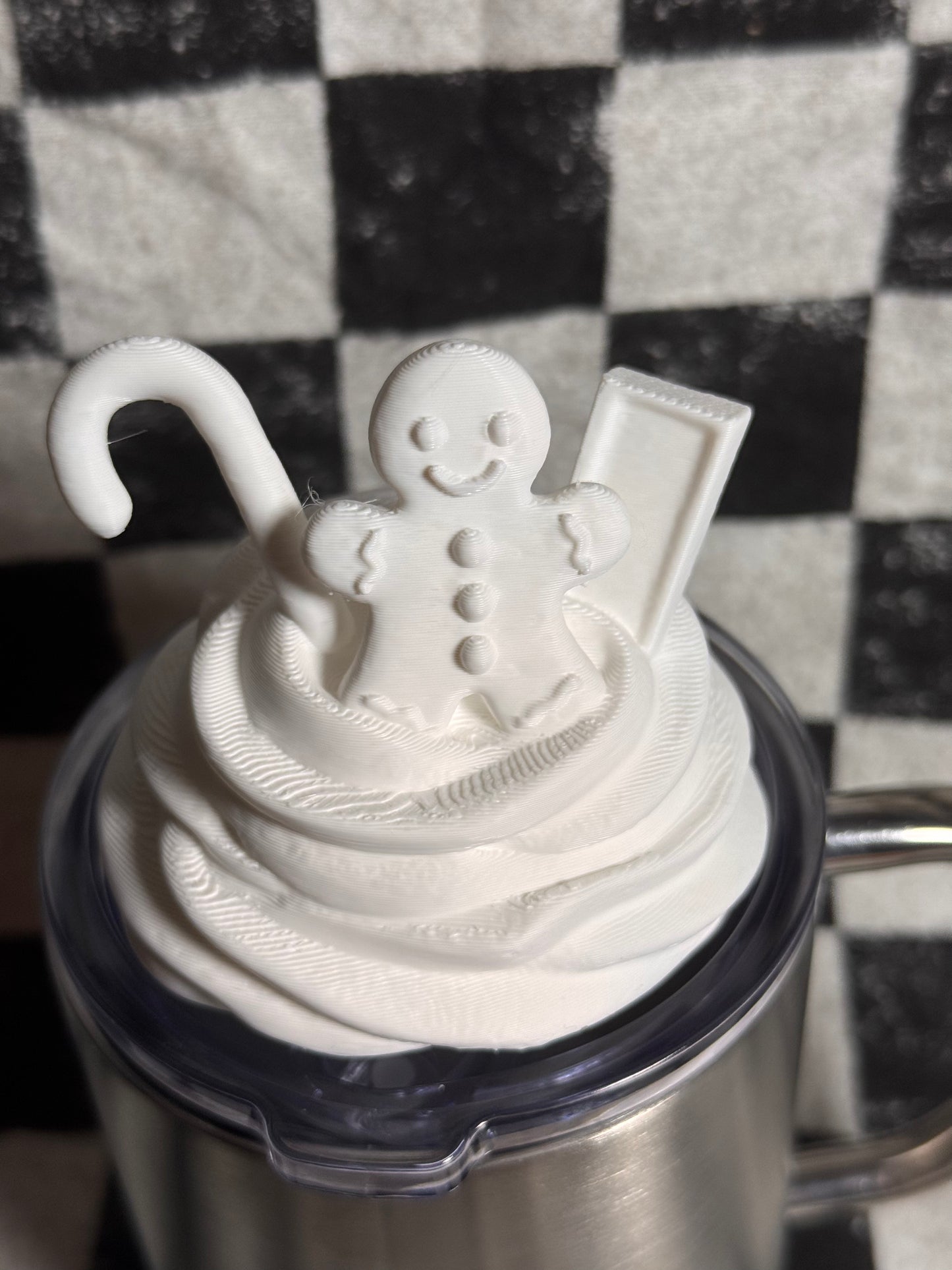 Gingerbread Candy Cane whip cream topping 3d printed