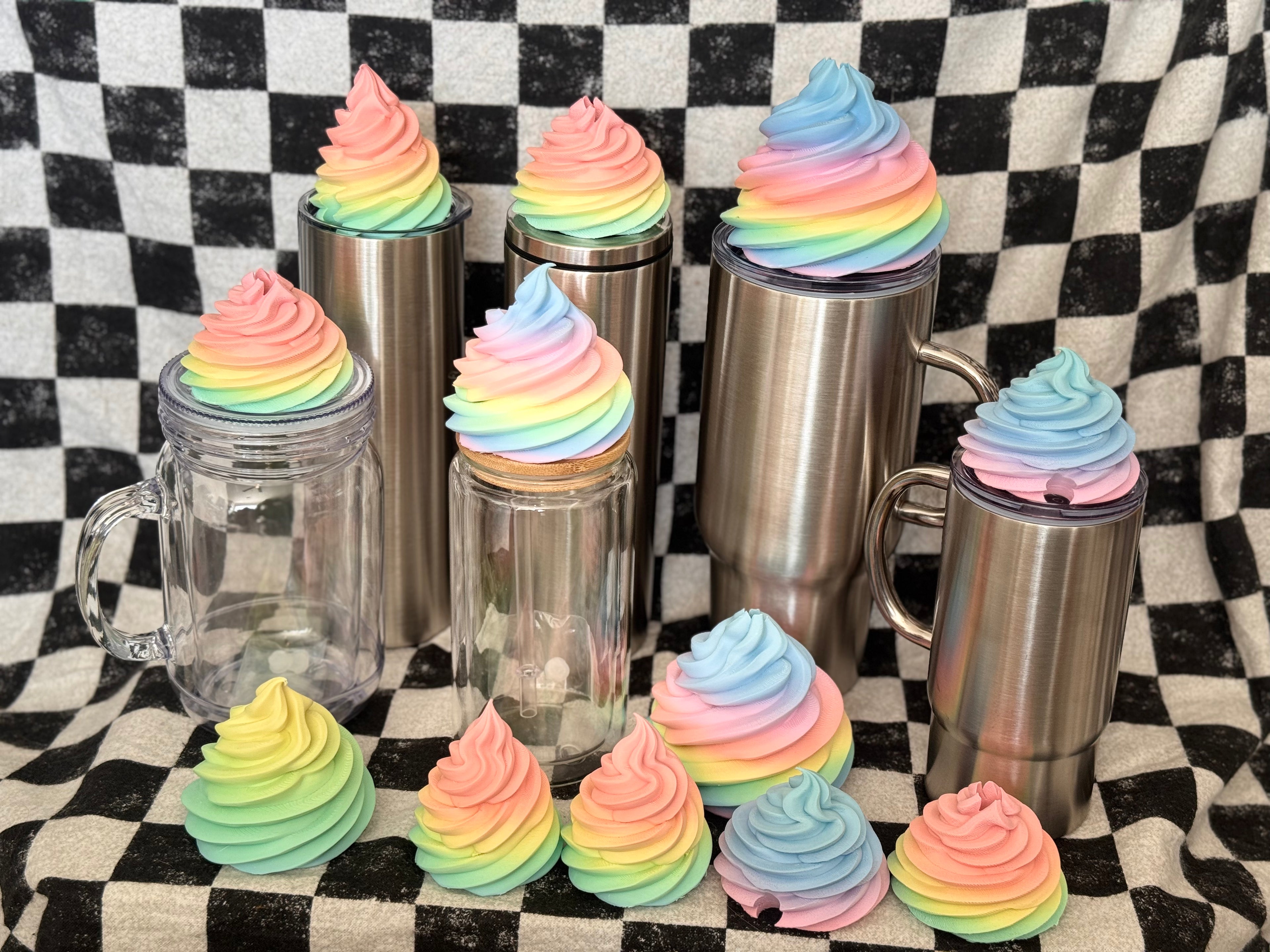 3D Printed  Rainbow Whip cream topping