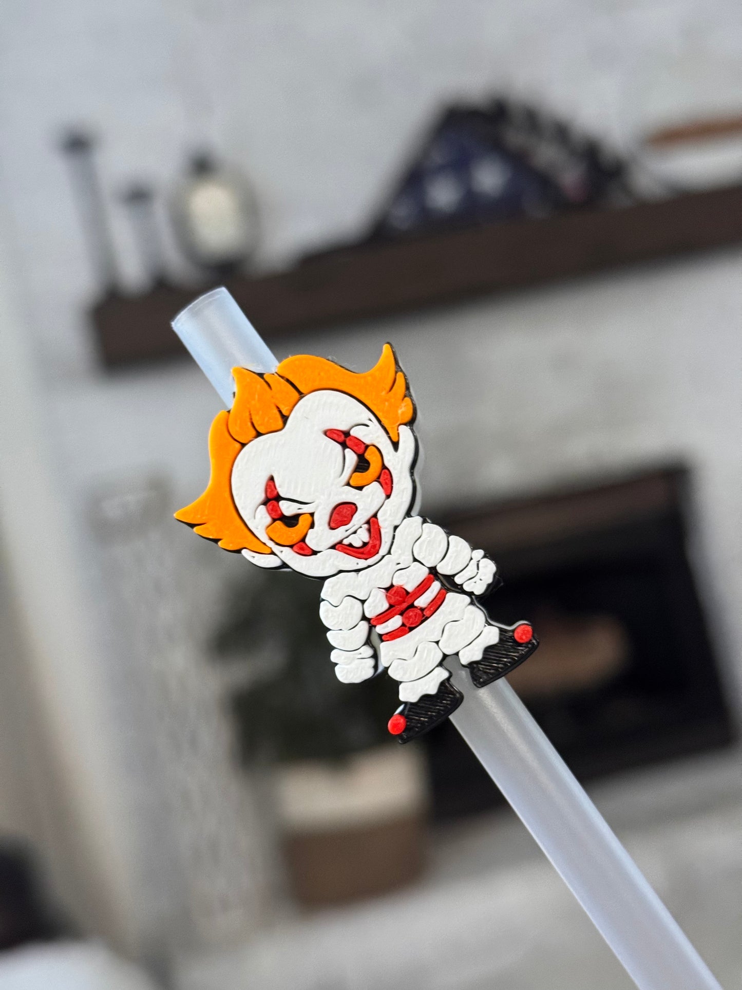 Scary Clown guy Straw Topper