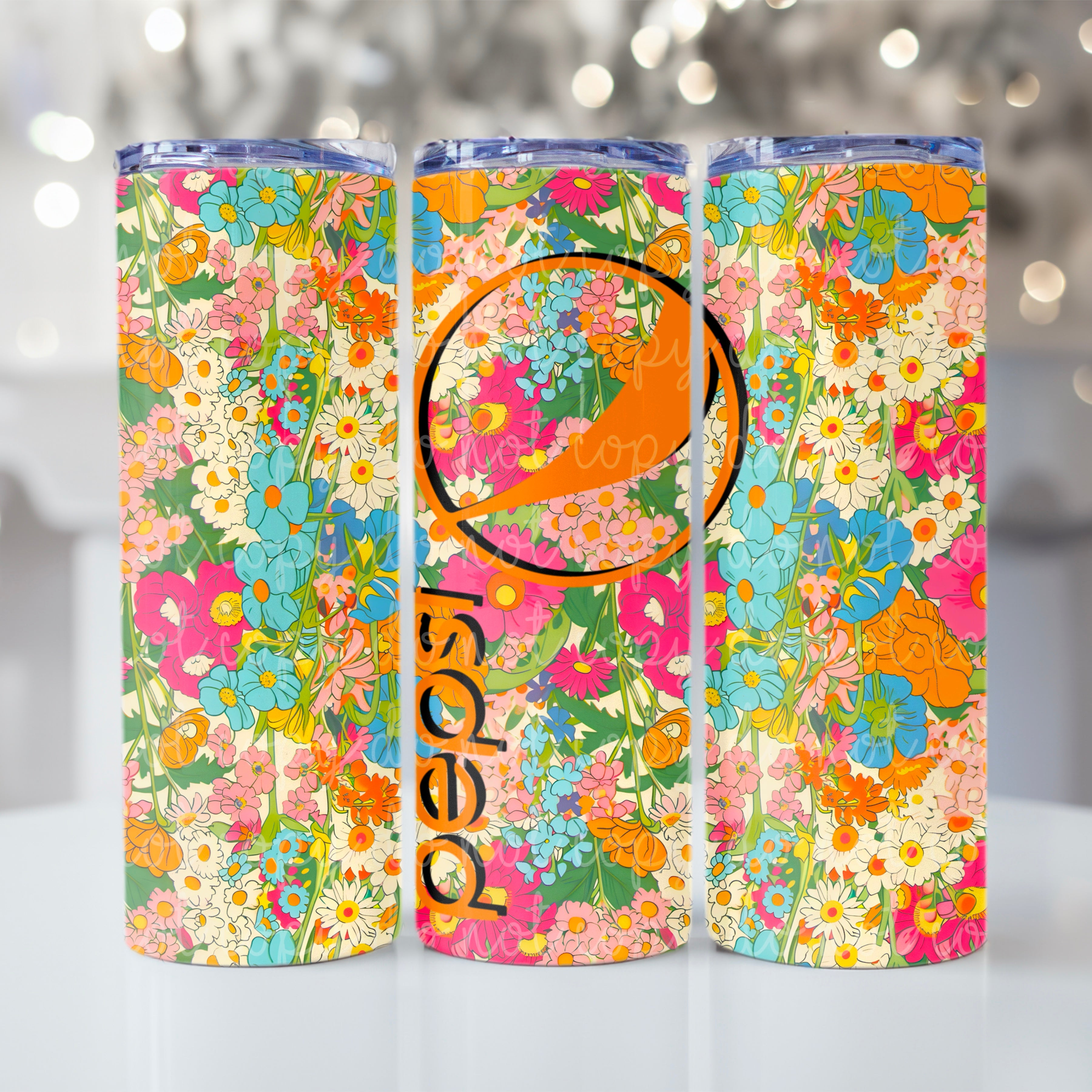 Floral soda tumbler Pepsi